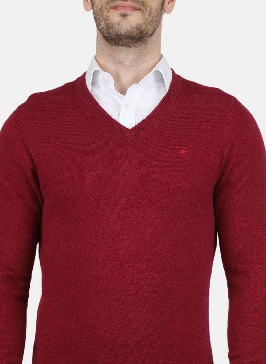 Men Red Solid Pullover