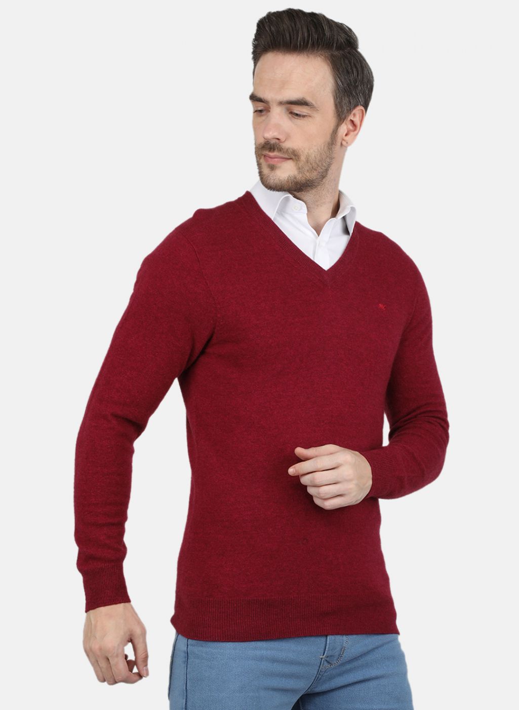 Men Red Solid Pullover
