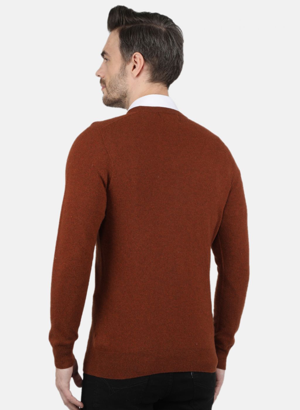 Men Brown Solid Pullover