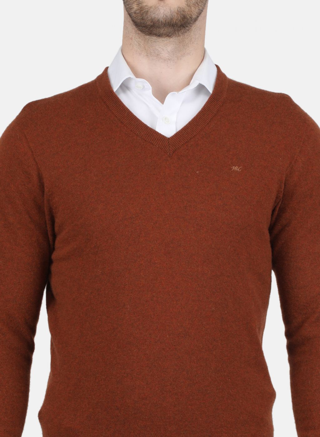 Men Brown Solid Pullover