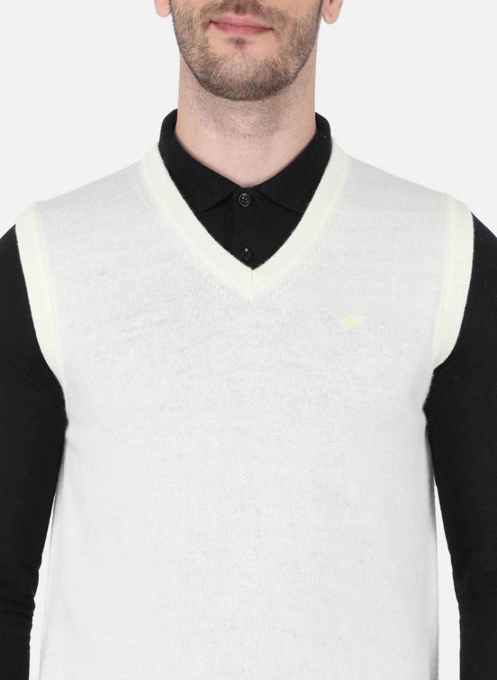 Men White Solid Sweater