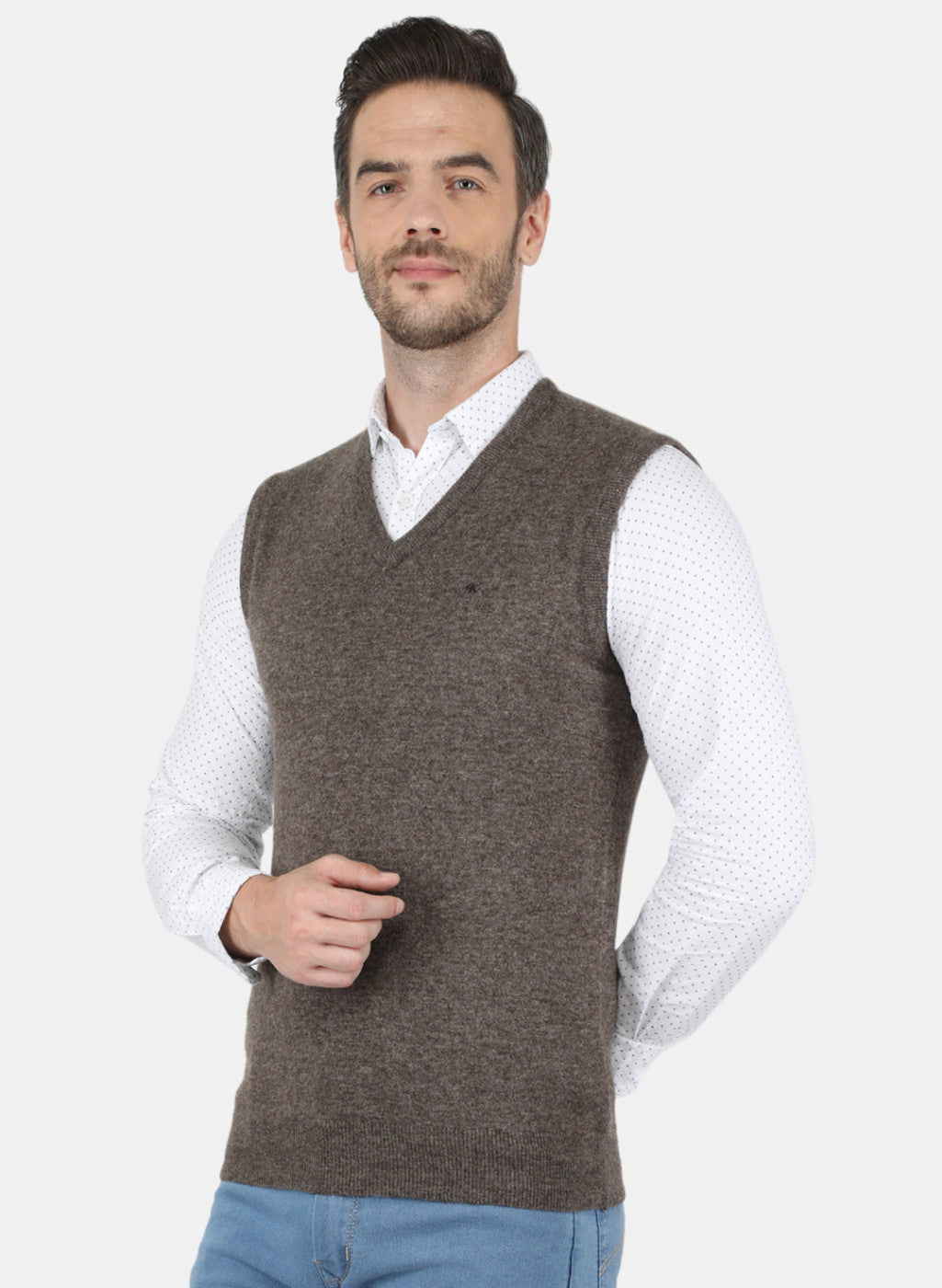 Men Light Brown Solid Sweater