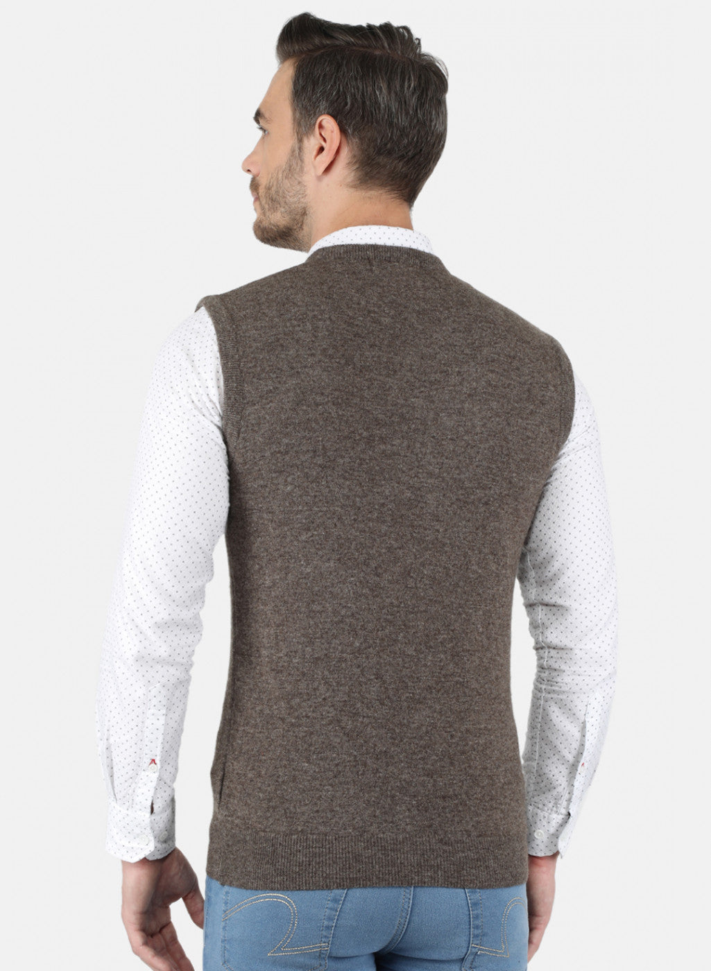 Men Light Brown Solid Sweater