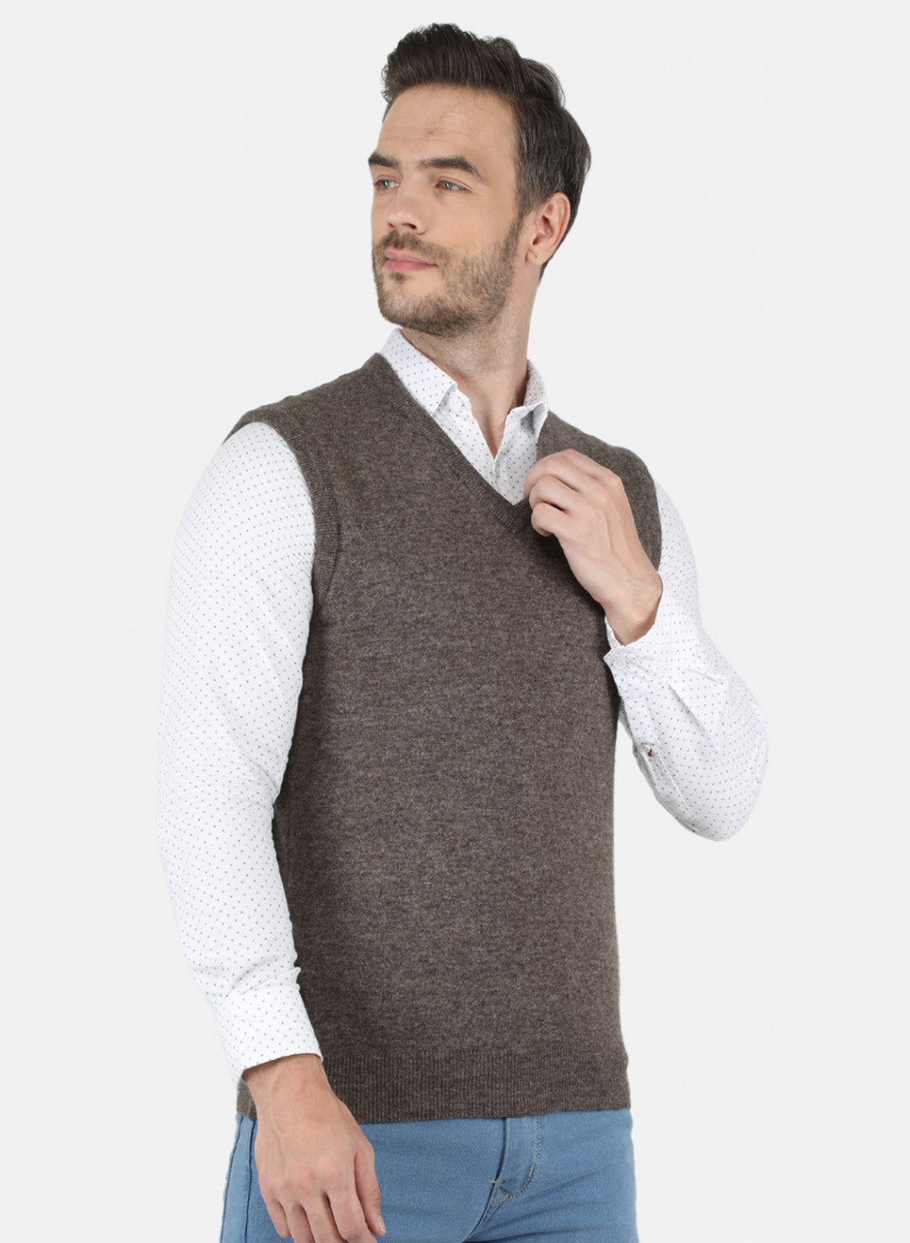 Men Light Brown Solid Sweater