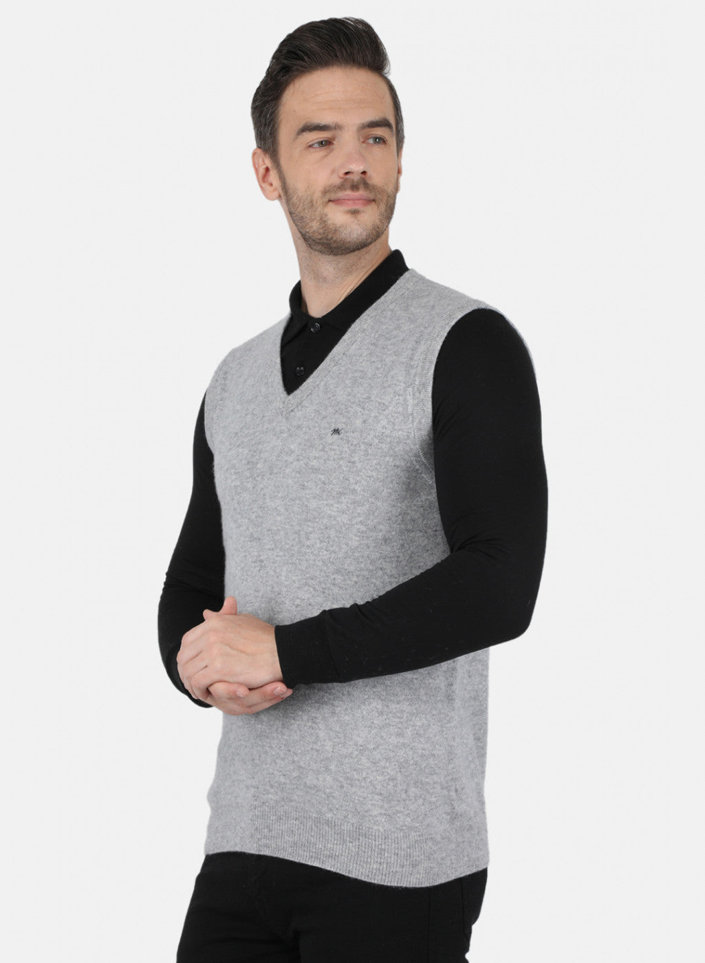 Men Grey Solid Sweater