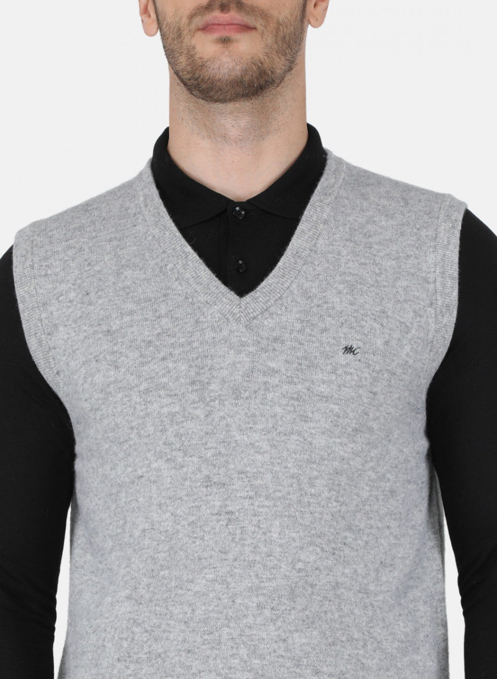 Men Grey Solid Sweater
