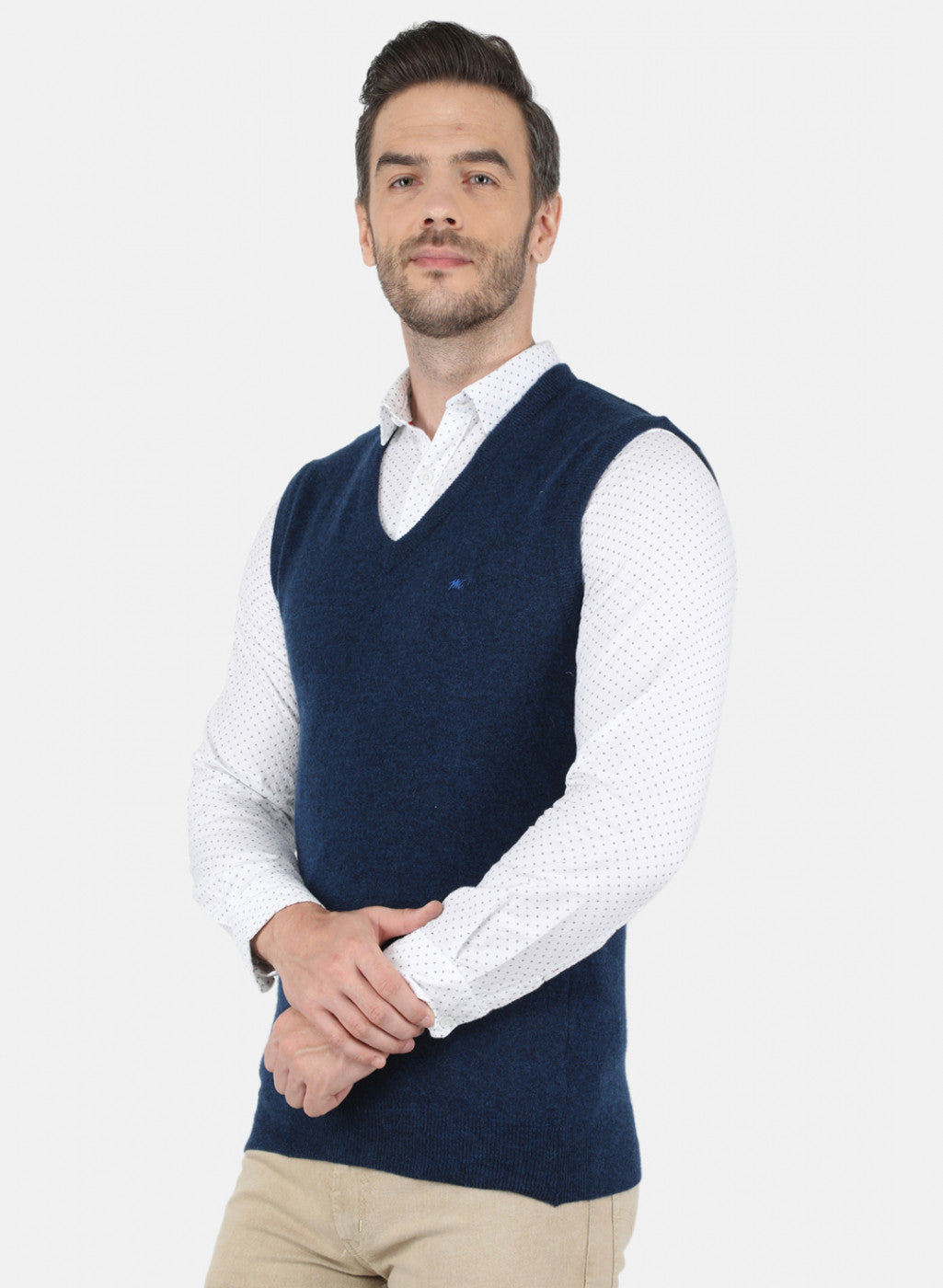Men Blue Solid Sweater