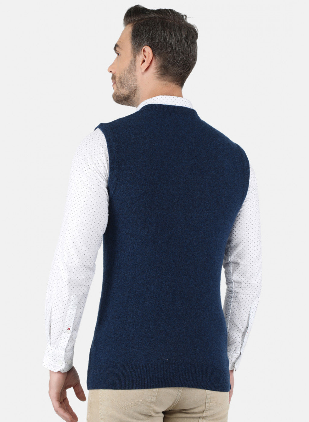 Men Blue Solid Sweater