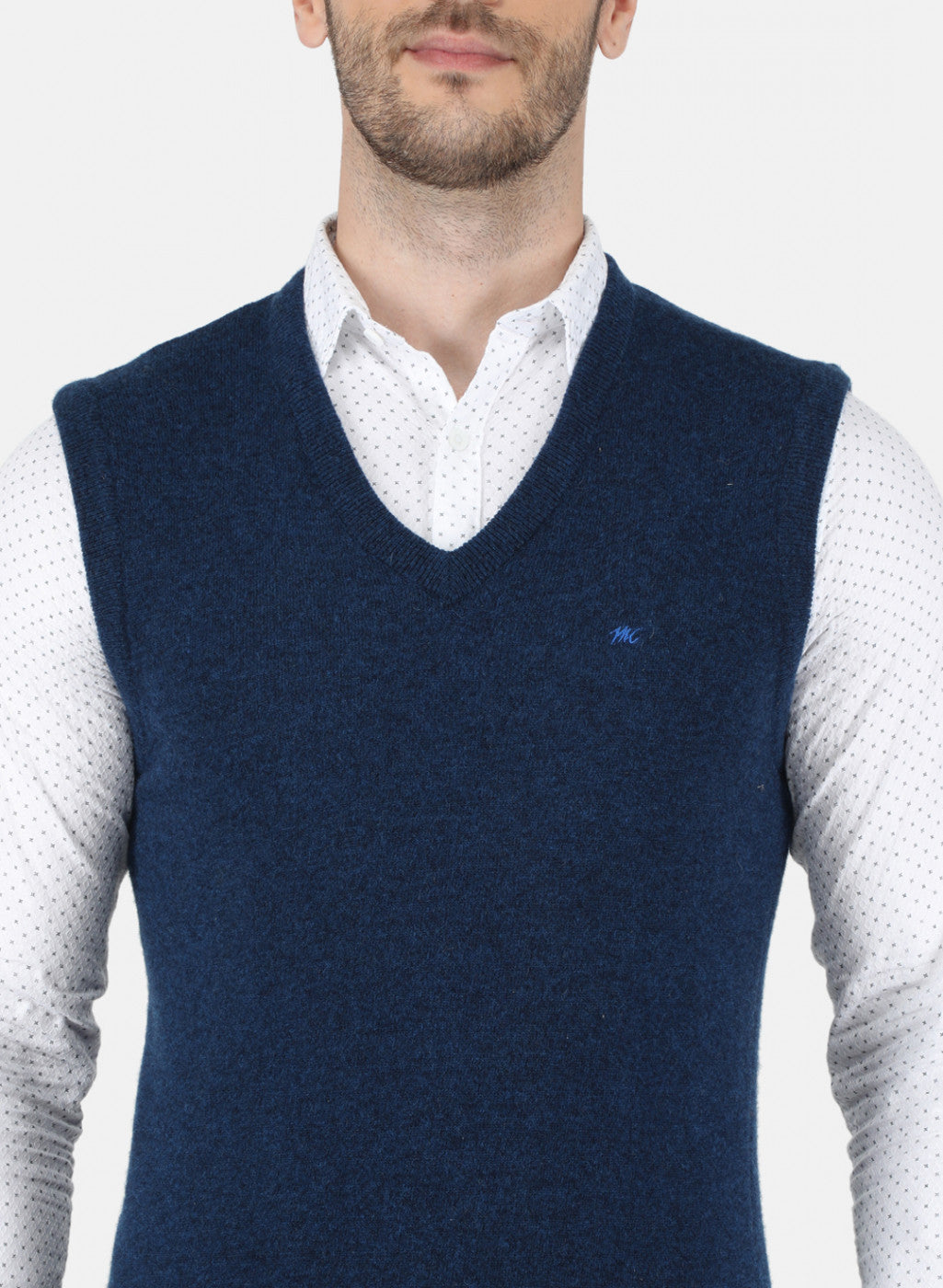 Men Blue Solid Sweater