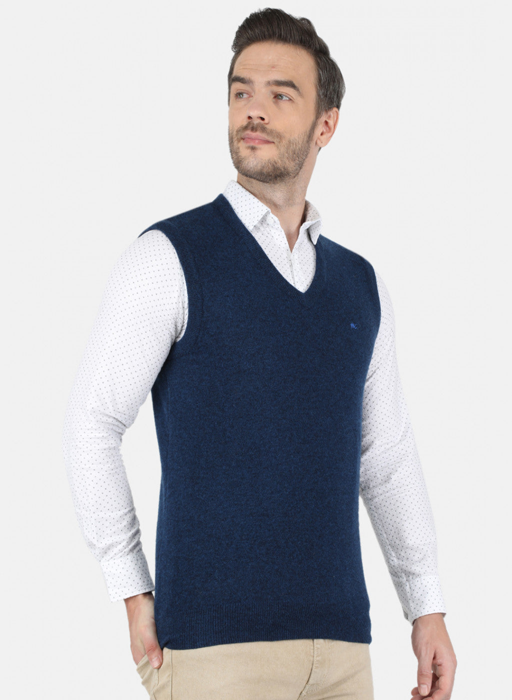 Men Blue Solid Sweater