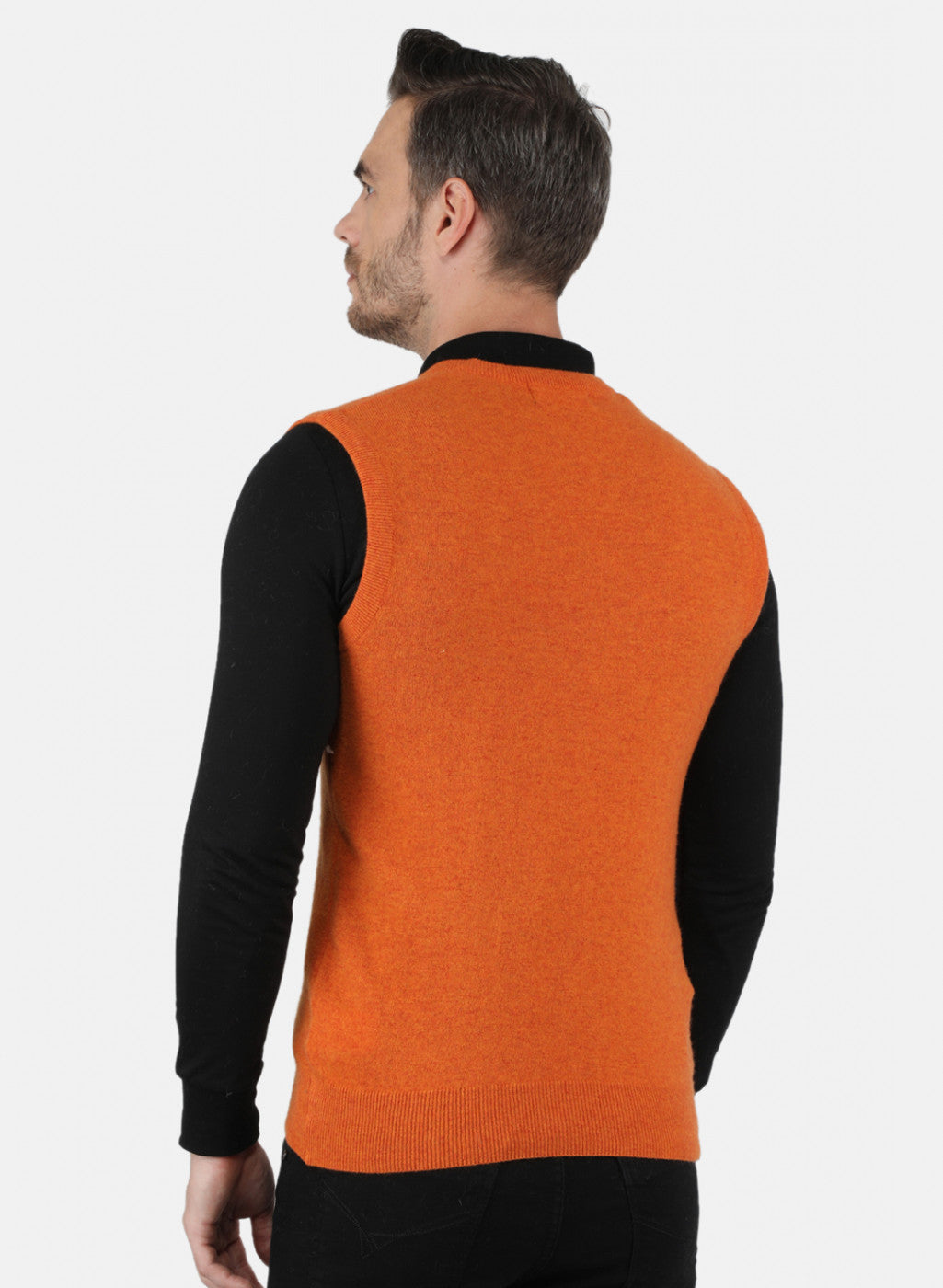 Men Orange Solid Sweater