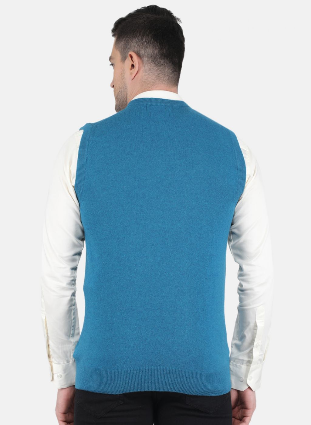 Men Blue Solid Sweater