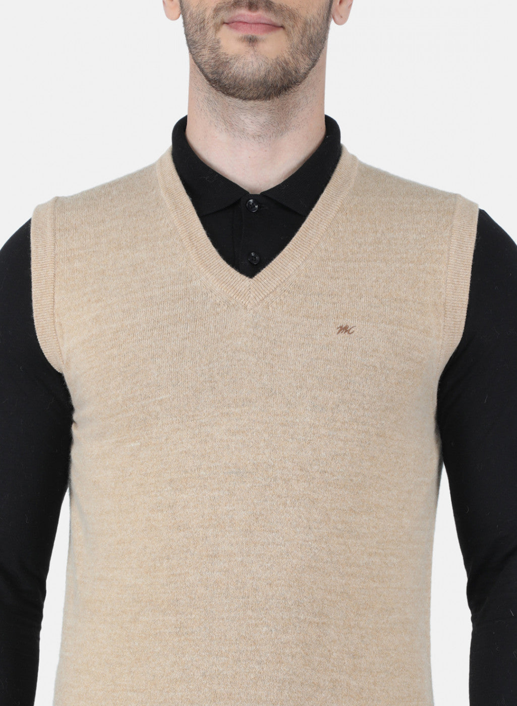 Men Beige Solid Sweater