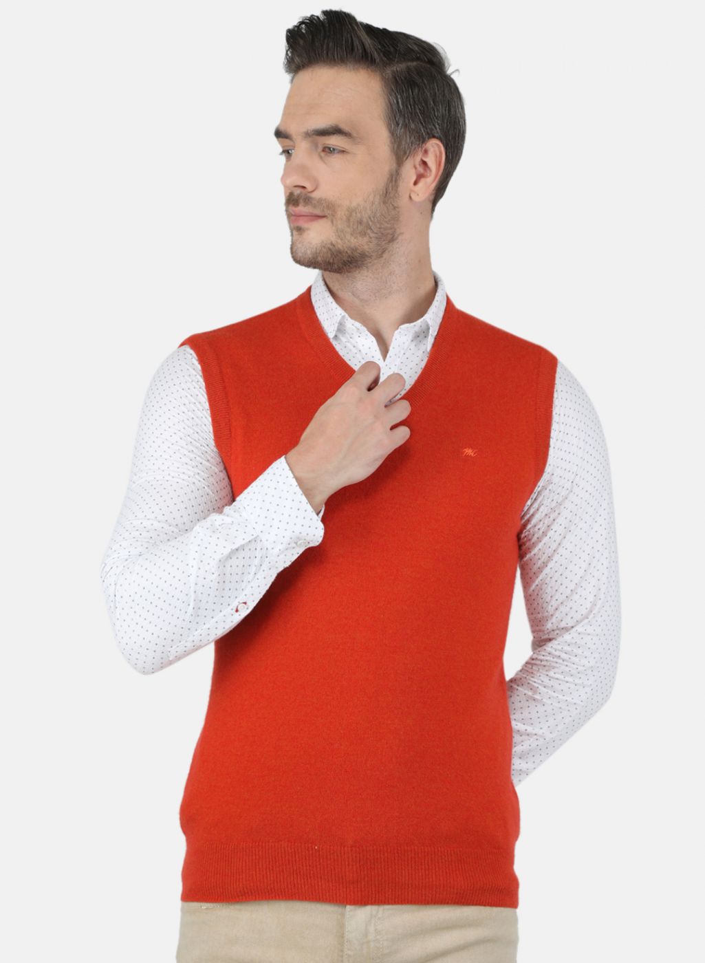 Men Orange Solid Sweater