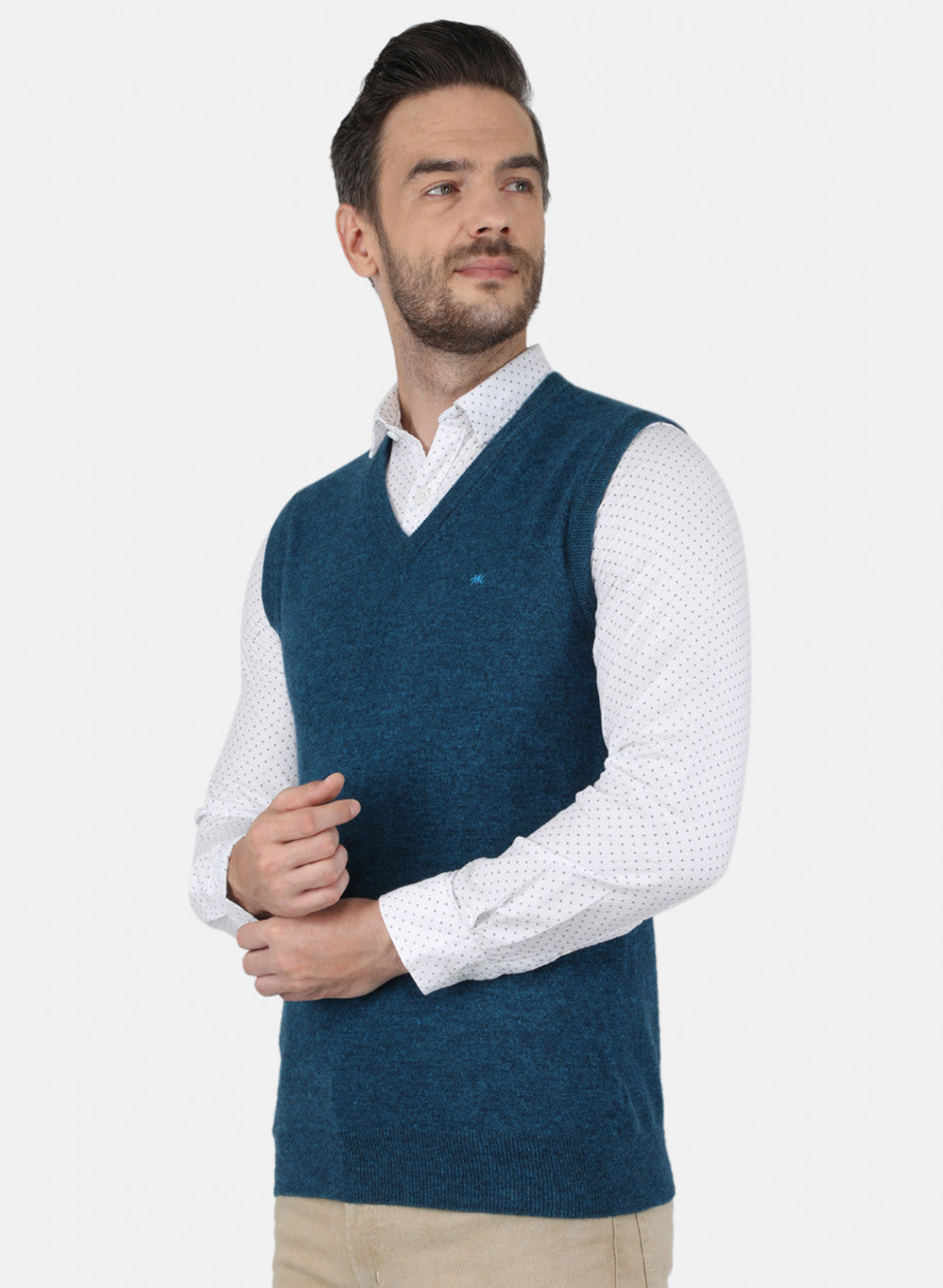 Men Blue Solid Sweater
