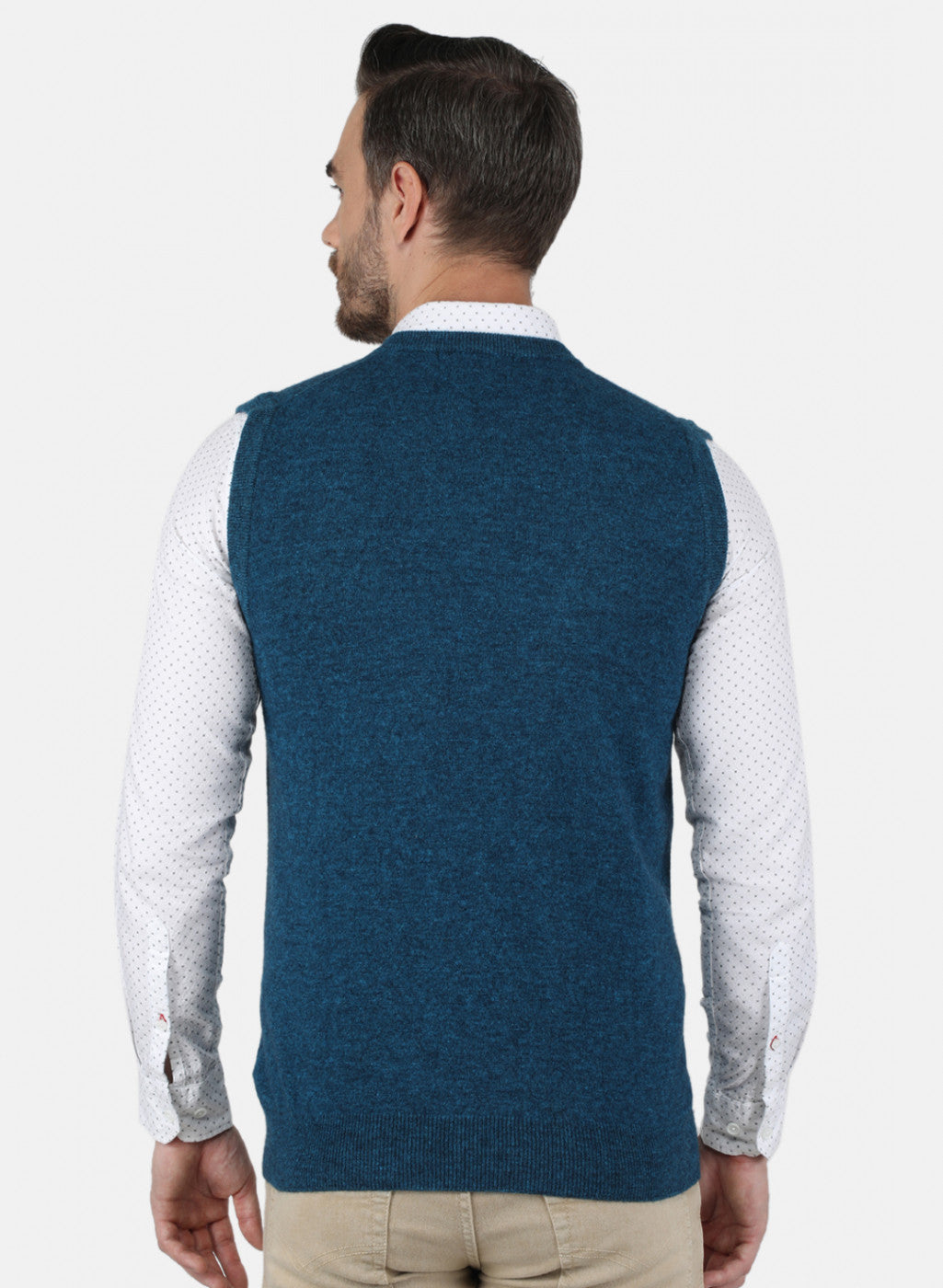 Men Blue Solid Sweater