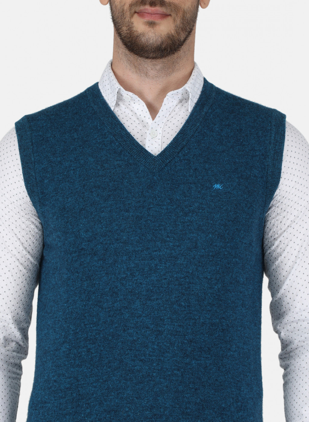 Men Blue Solid Sweater