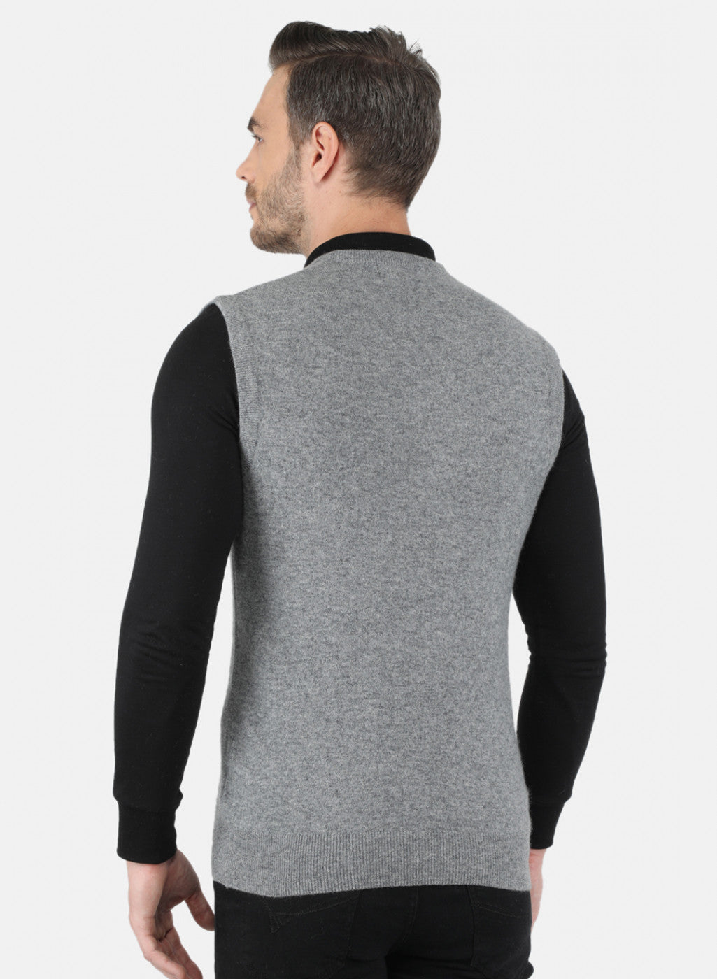 Men Grey Solid Sweater