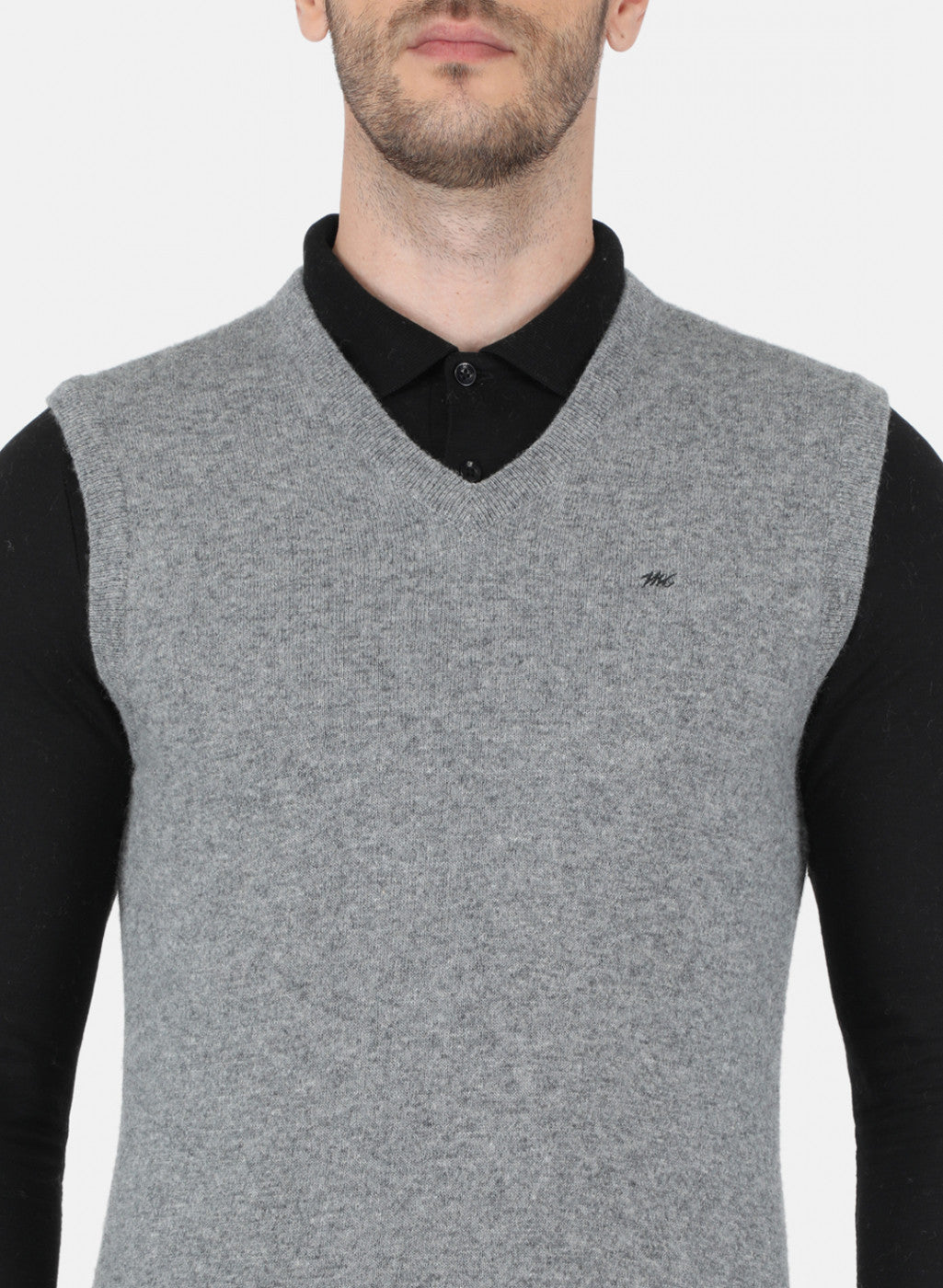 Men Grey Solid Sweater