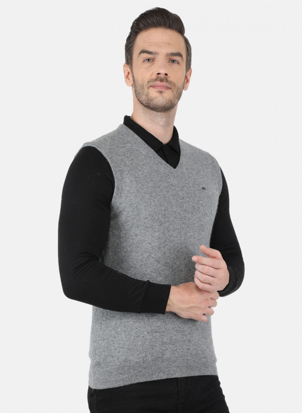 Men Grey Solid Sweater