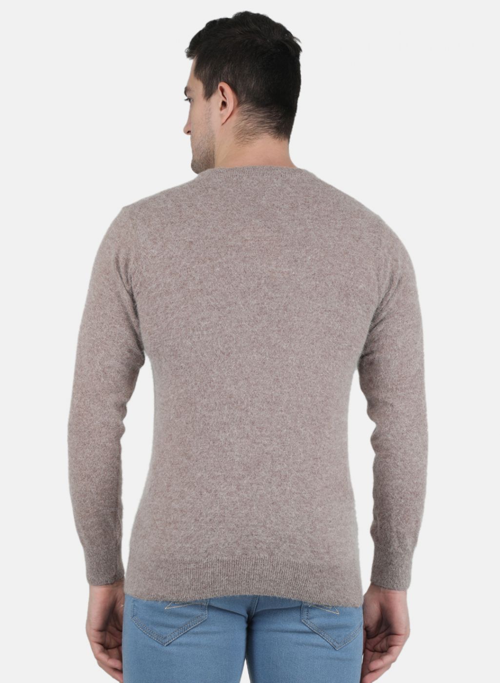 Men Beige Solid Pullover