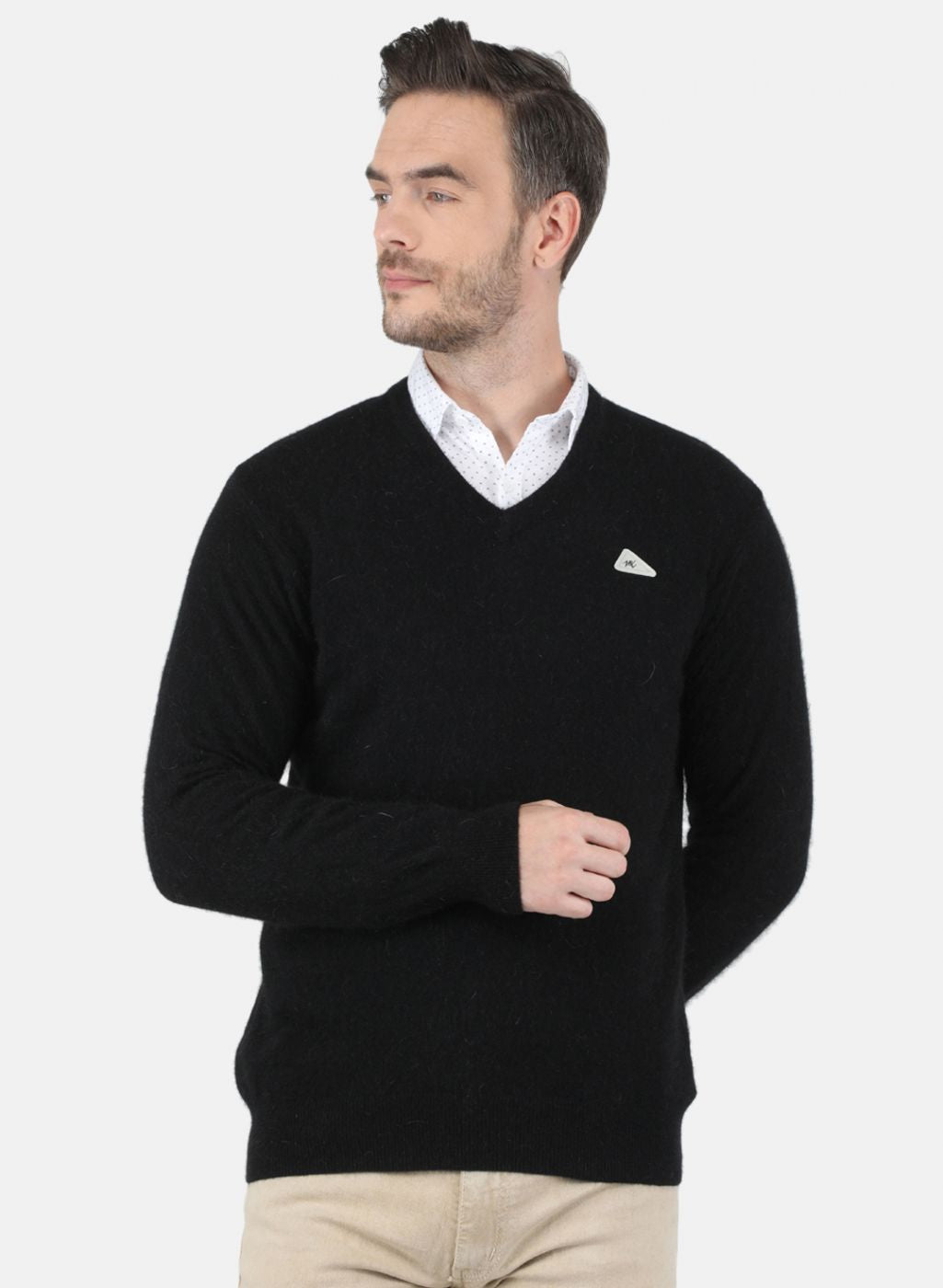 Men Black Solid Pullover