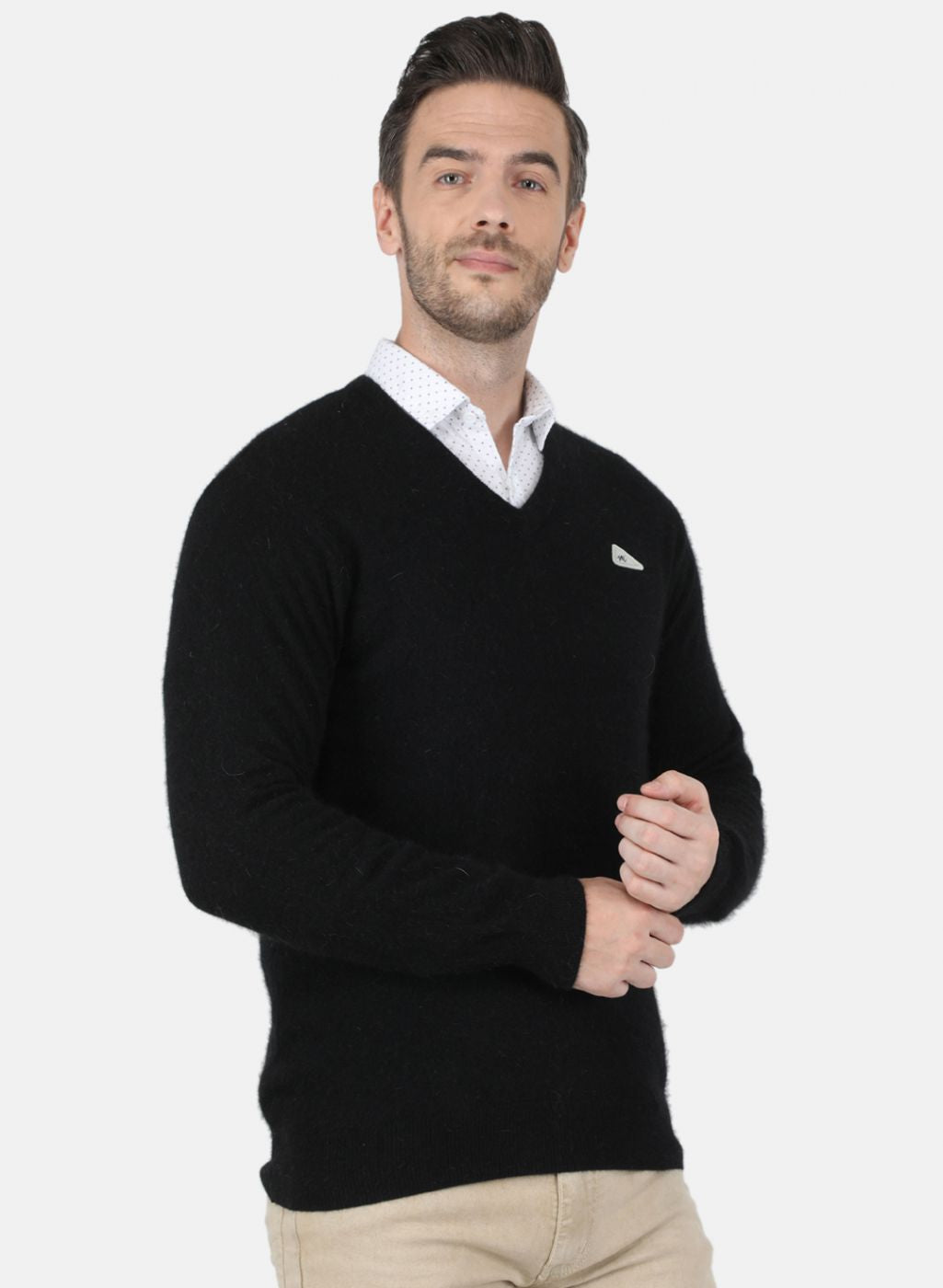 Men Black Solid Pullover