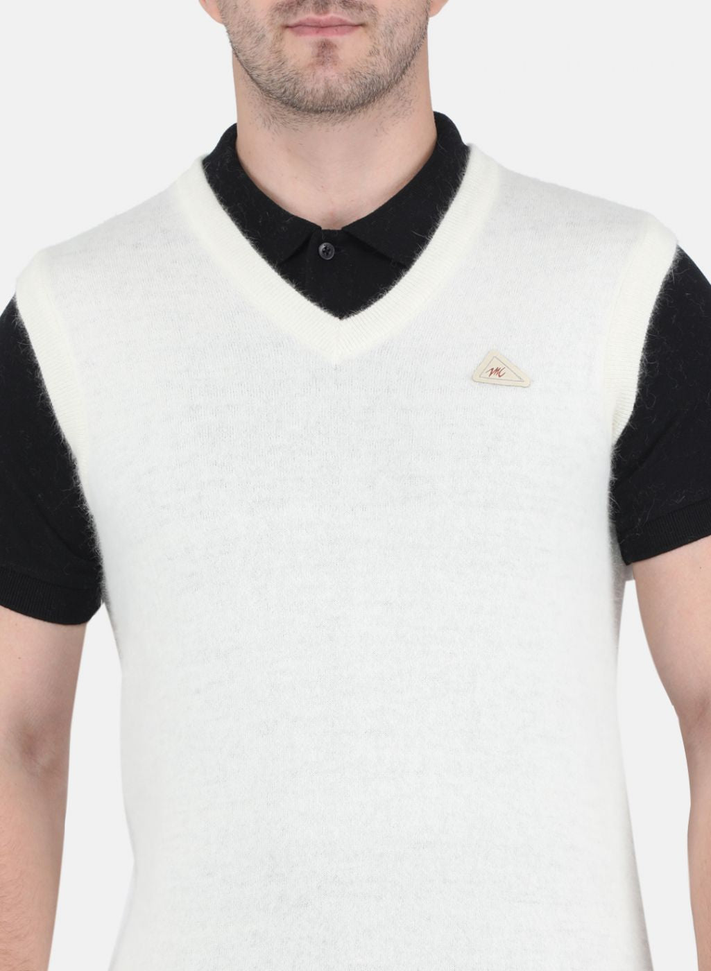 Men White Solid Sweater