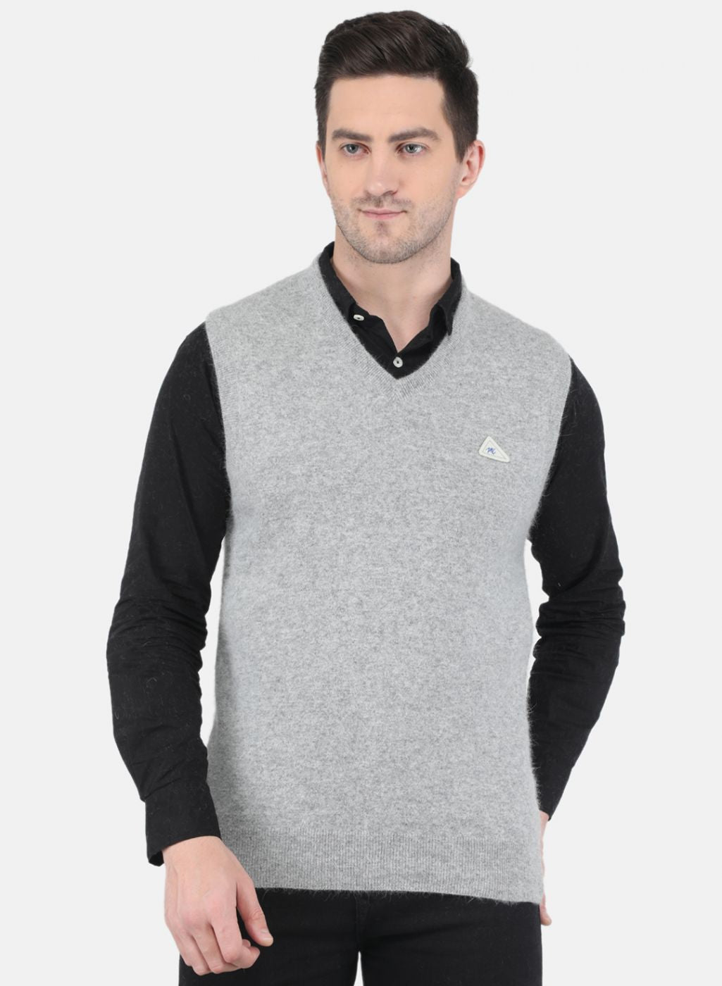 Men Grey Solid Sweater