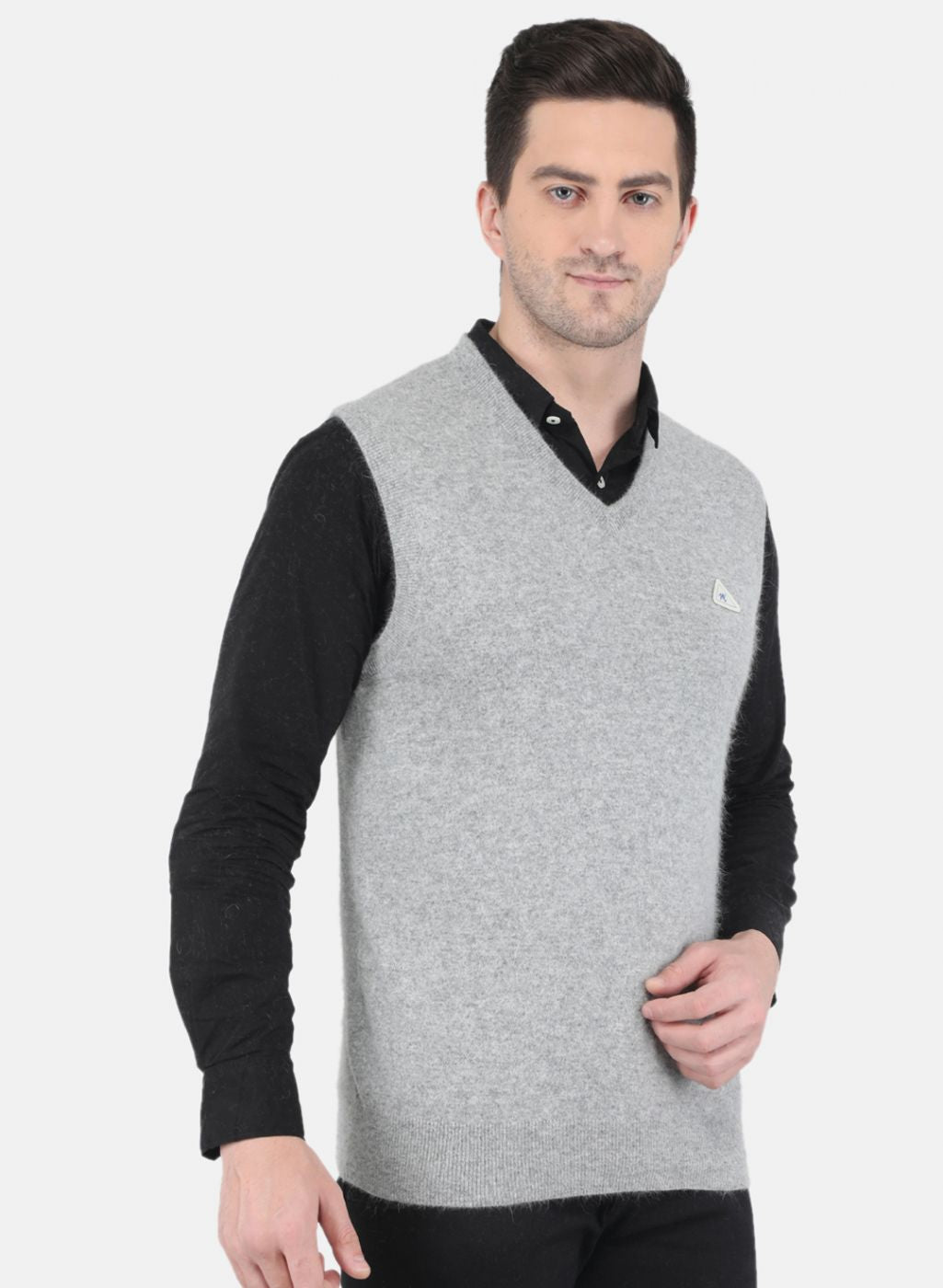 Men Grey Solid Sweater