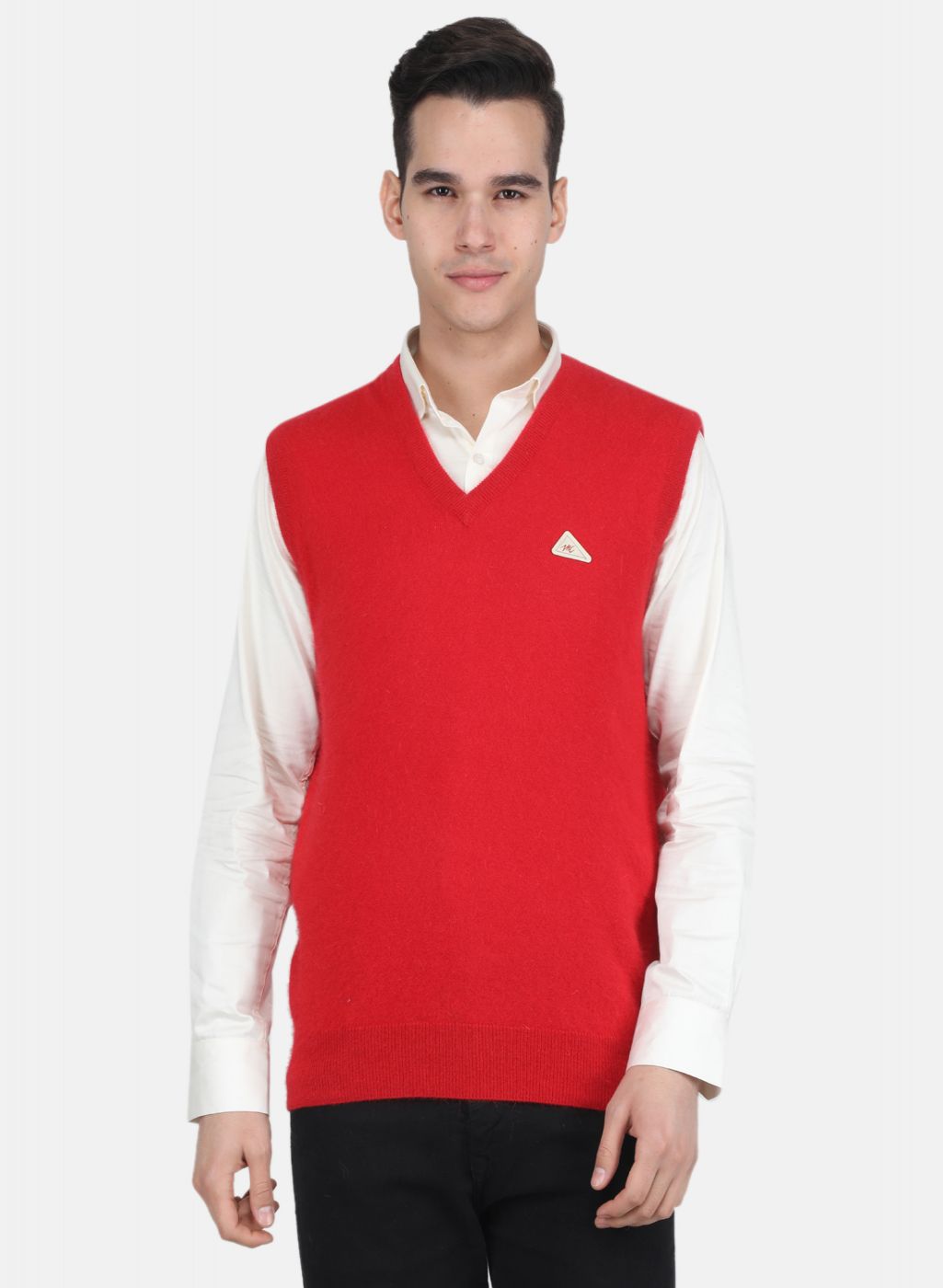 Men Red Solid Sweater