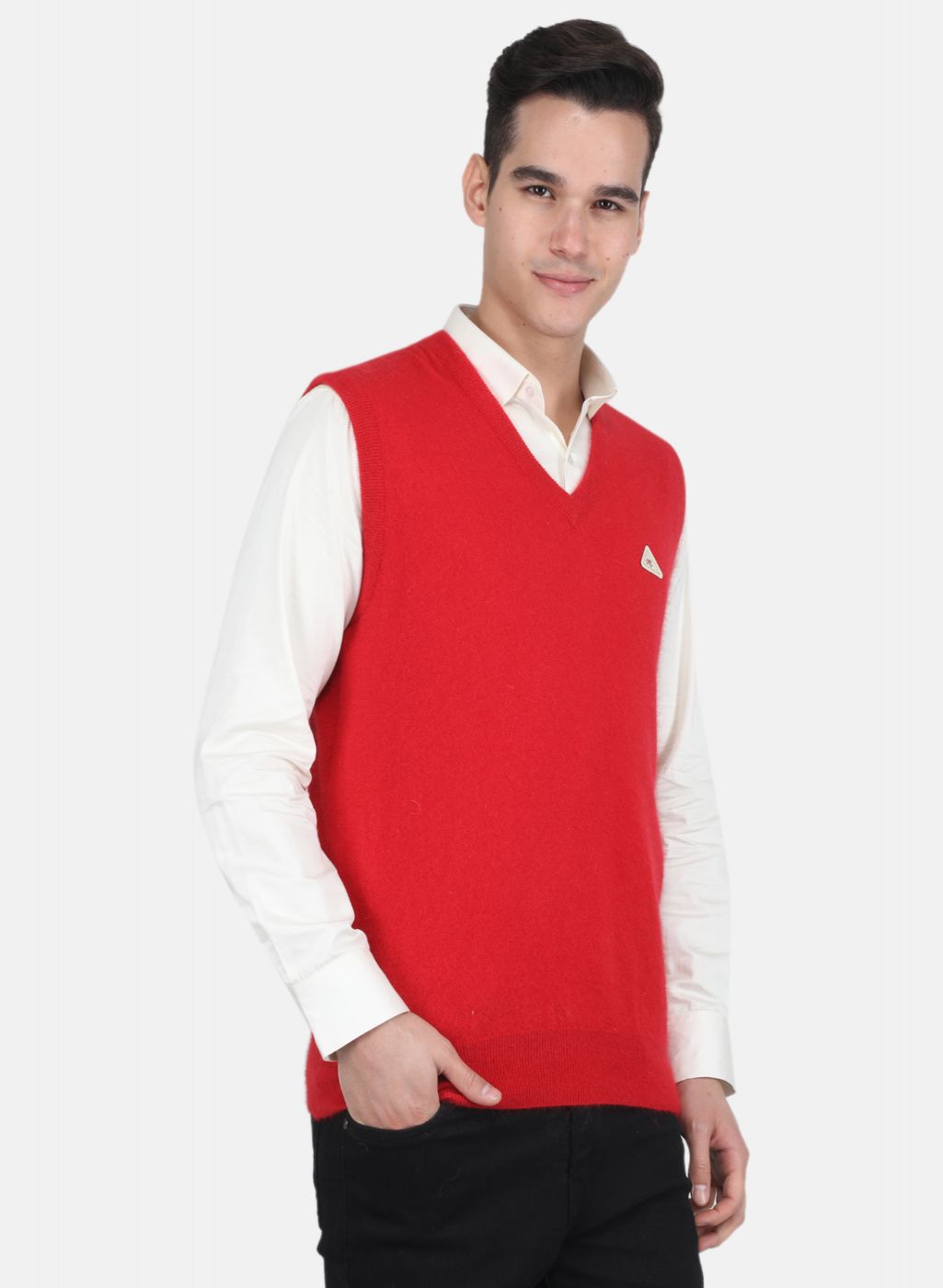 Men Red Solid Sweater