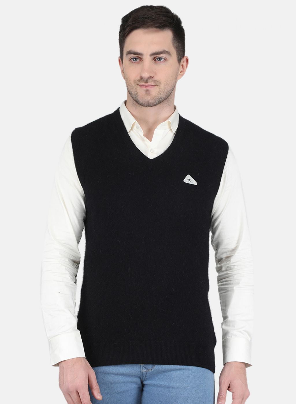 Men Black Solid Sweater
