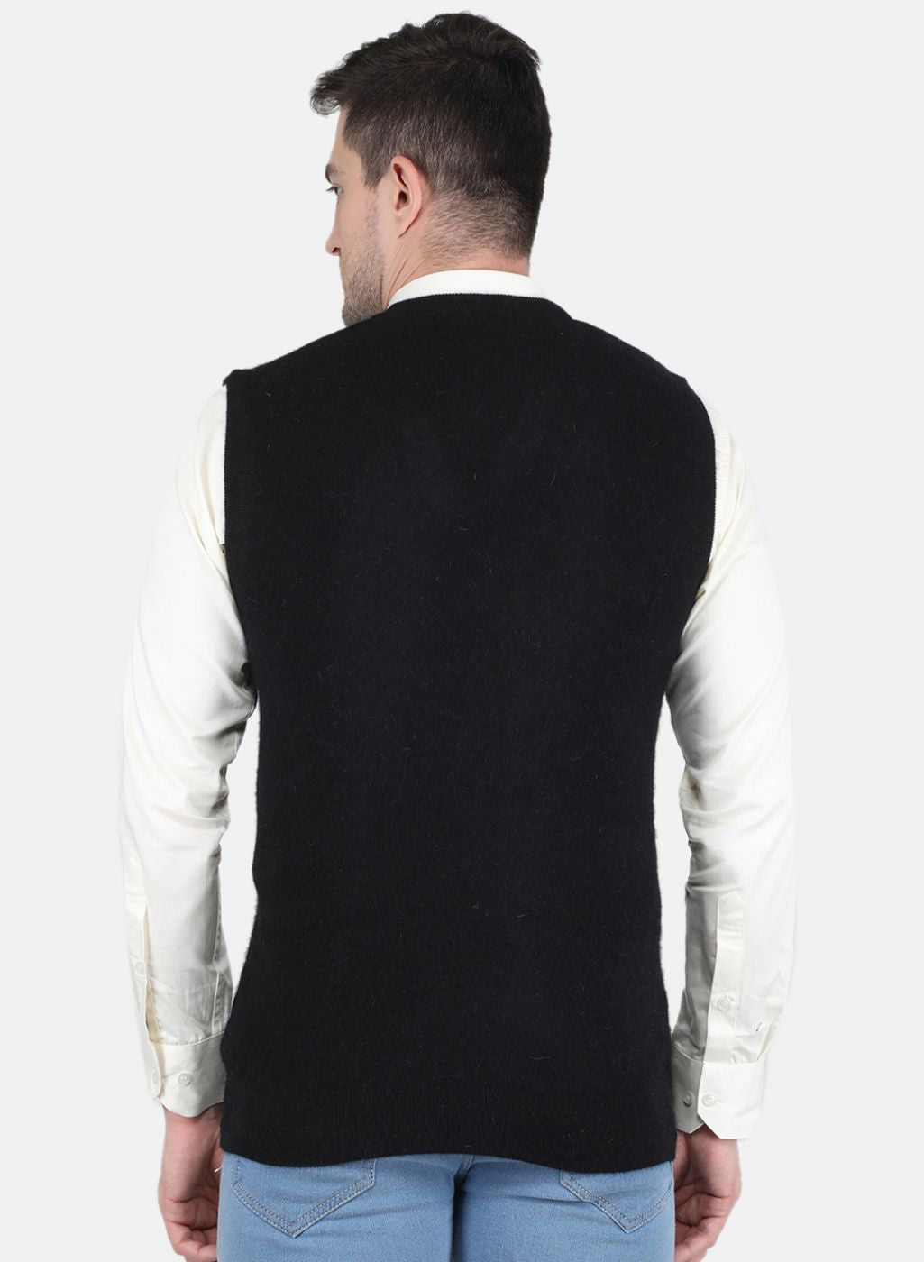 Men Black Solid Sweater