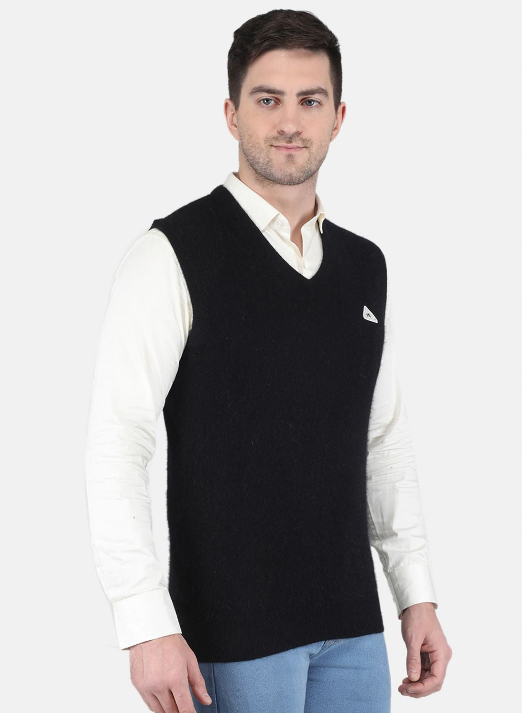 Men Black Solid Sweater