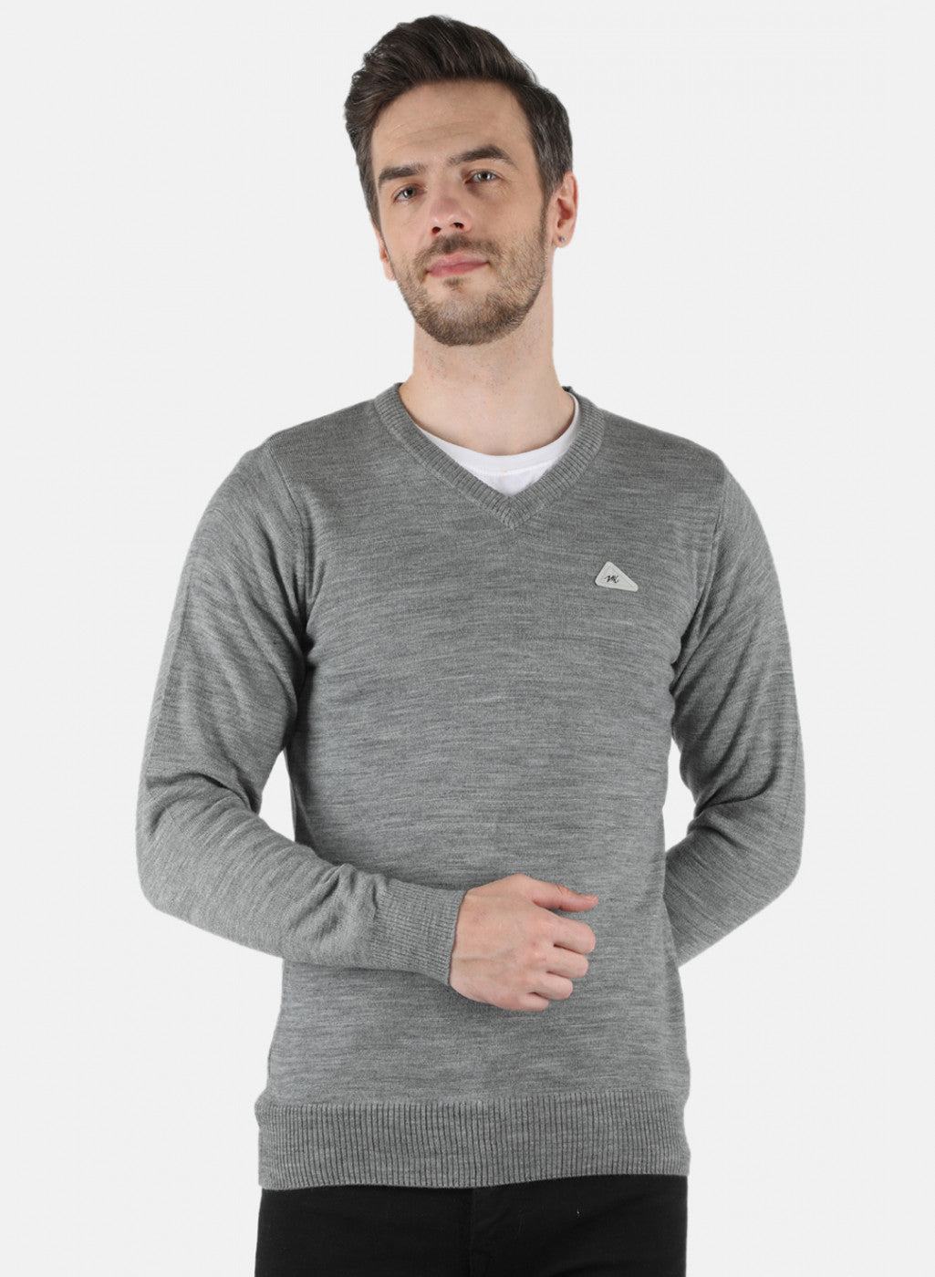 Men Grey Solid Pullover