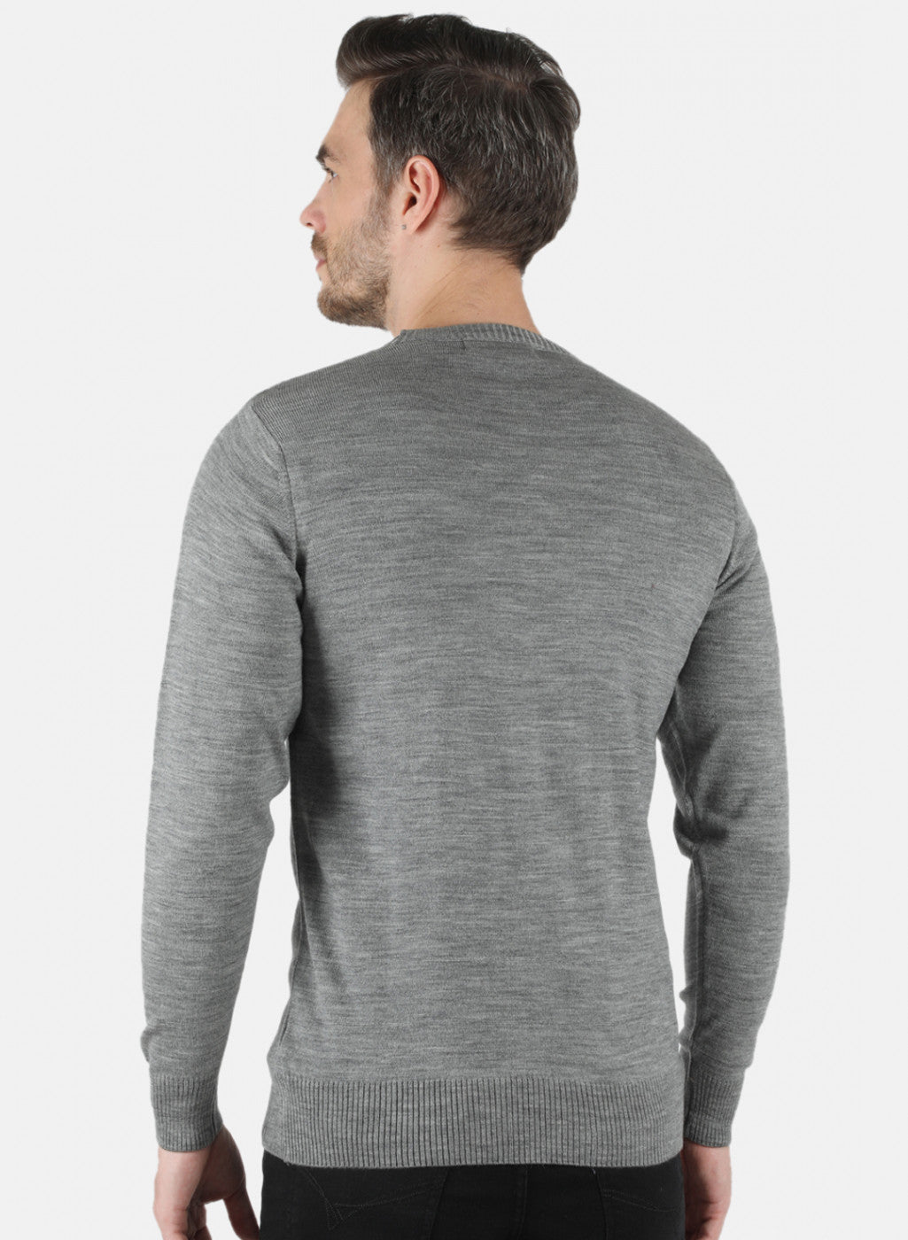 Men Grey Solid Pullover