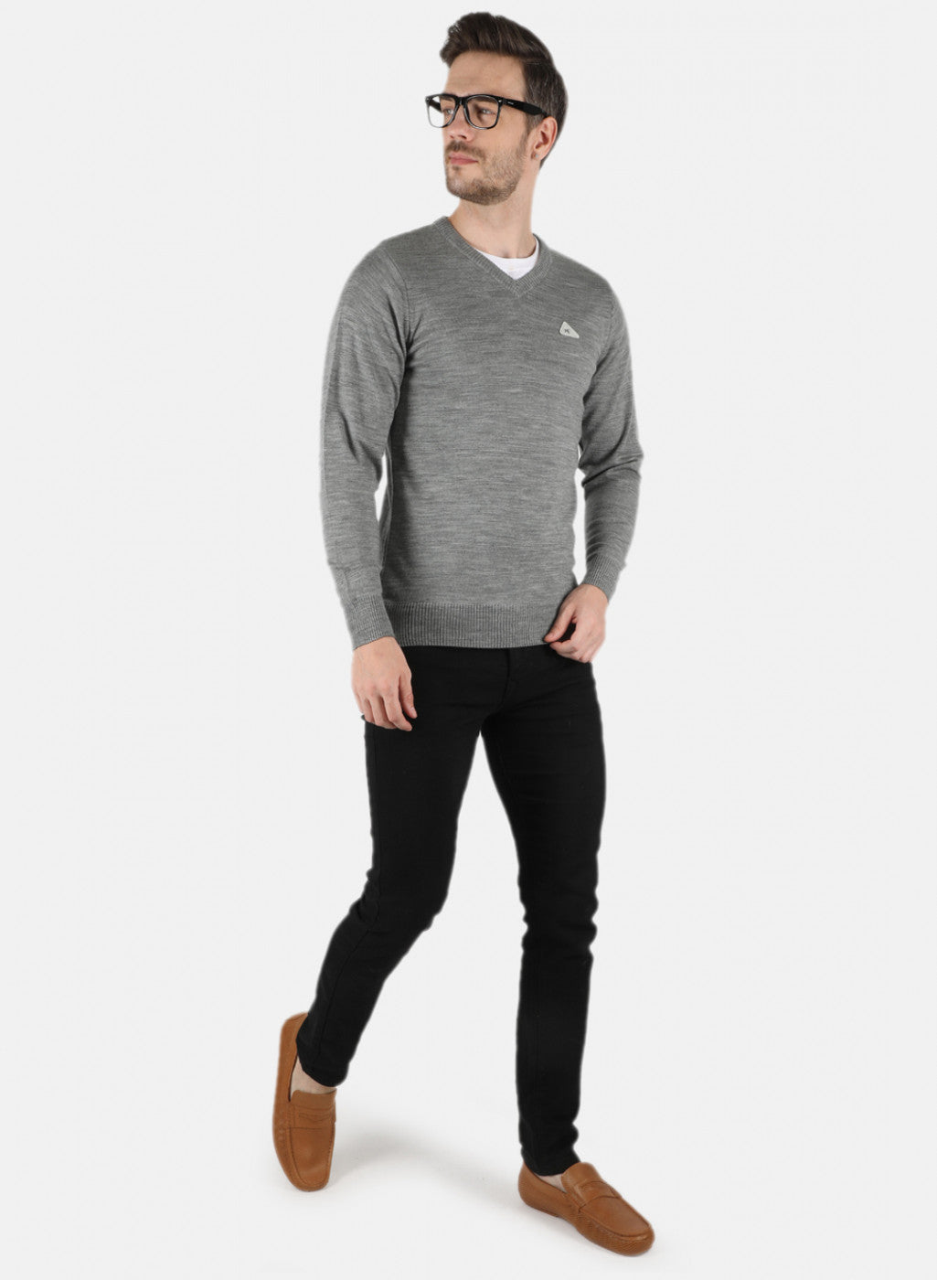 Men Grey Solid Pullover