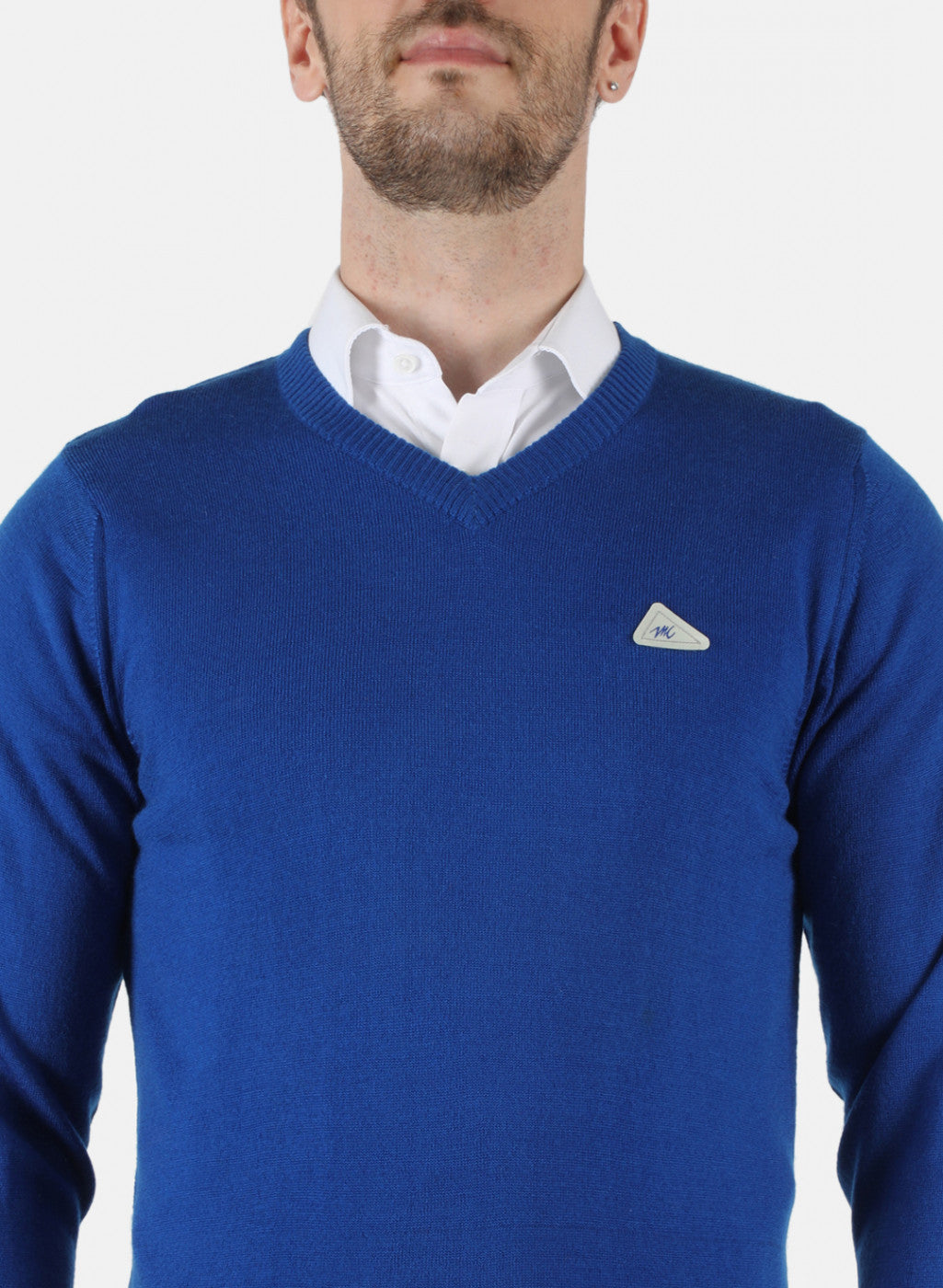 Men Royal Blue Solid Pullover