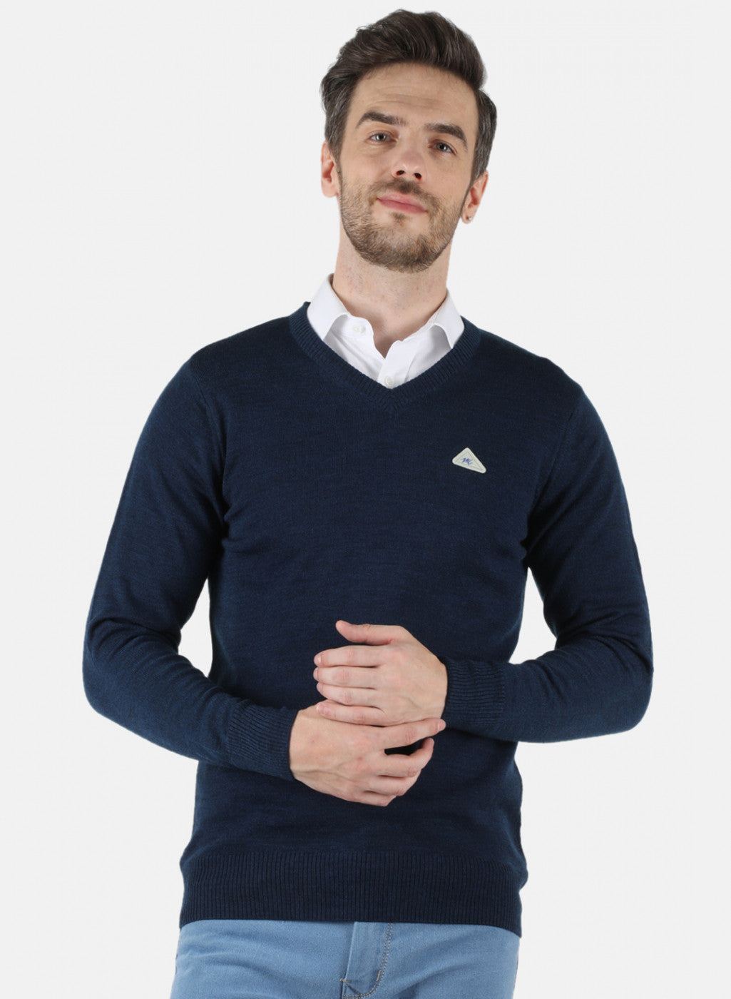 Men NAvy Blue Solid Pullover