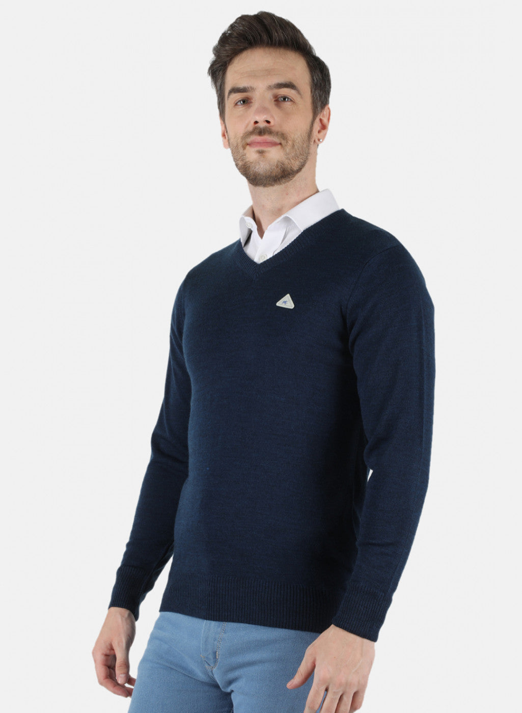 Men NAvy Blue Solid Pullover