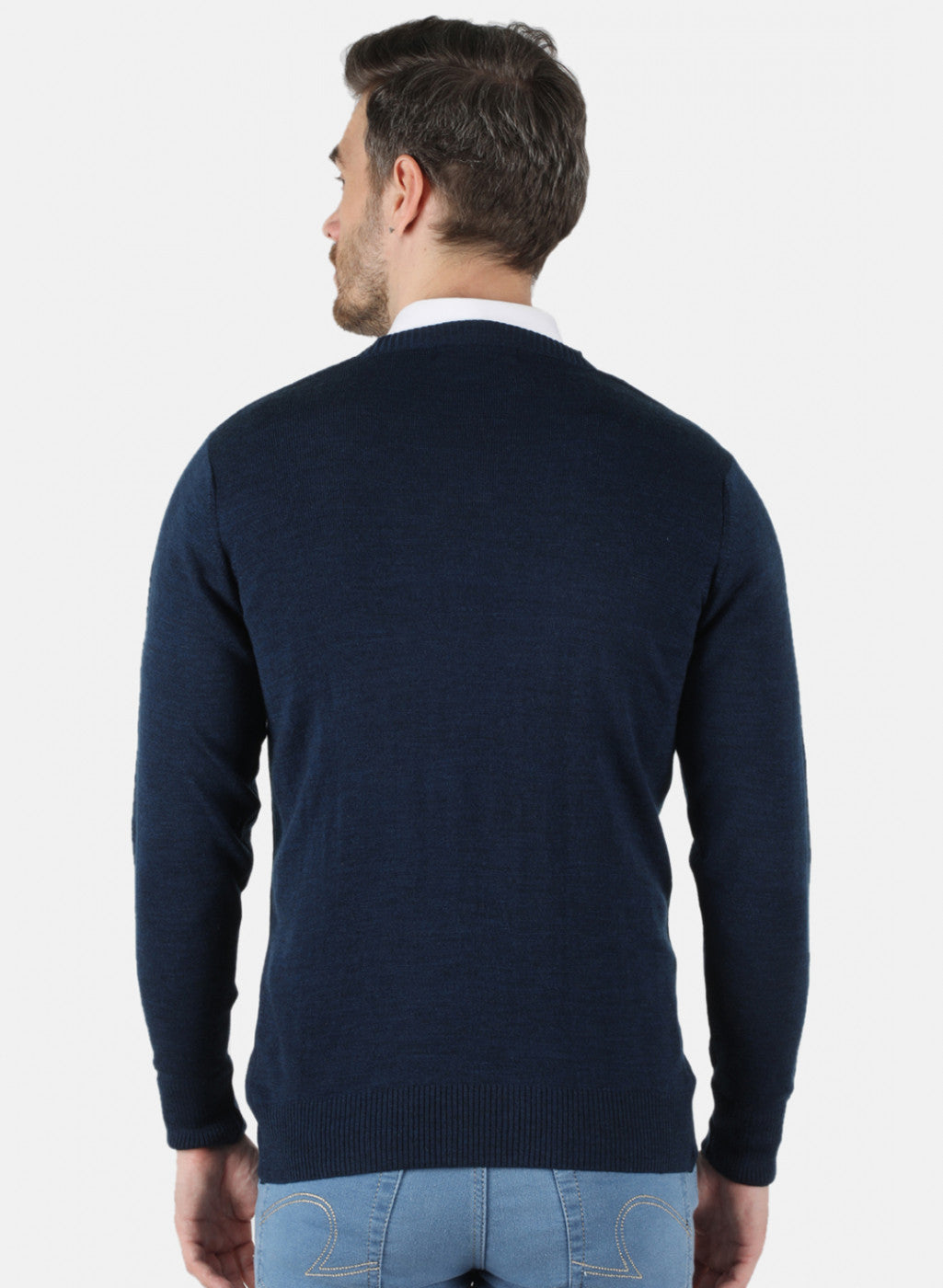 Men NAvy Blue Solid Pullover
