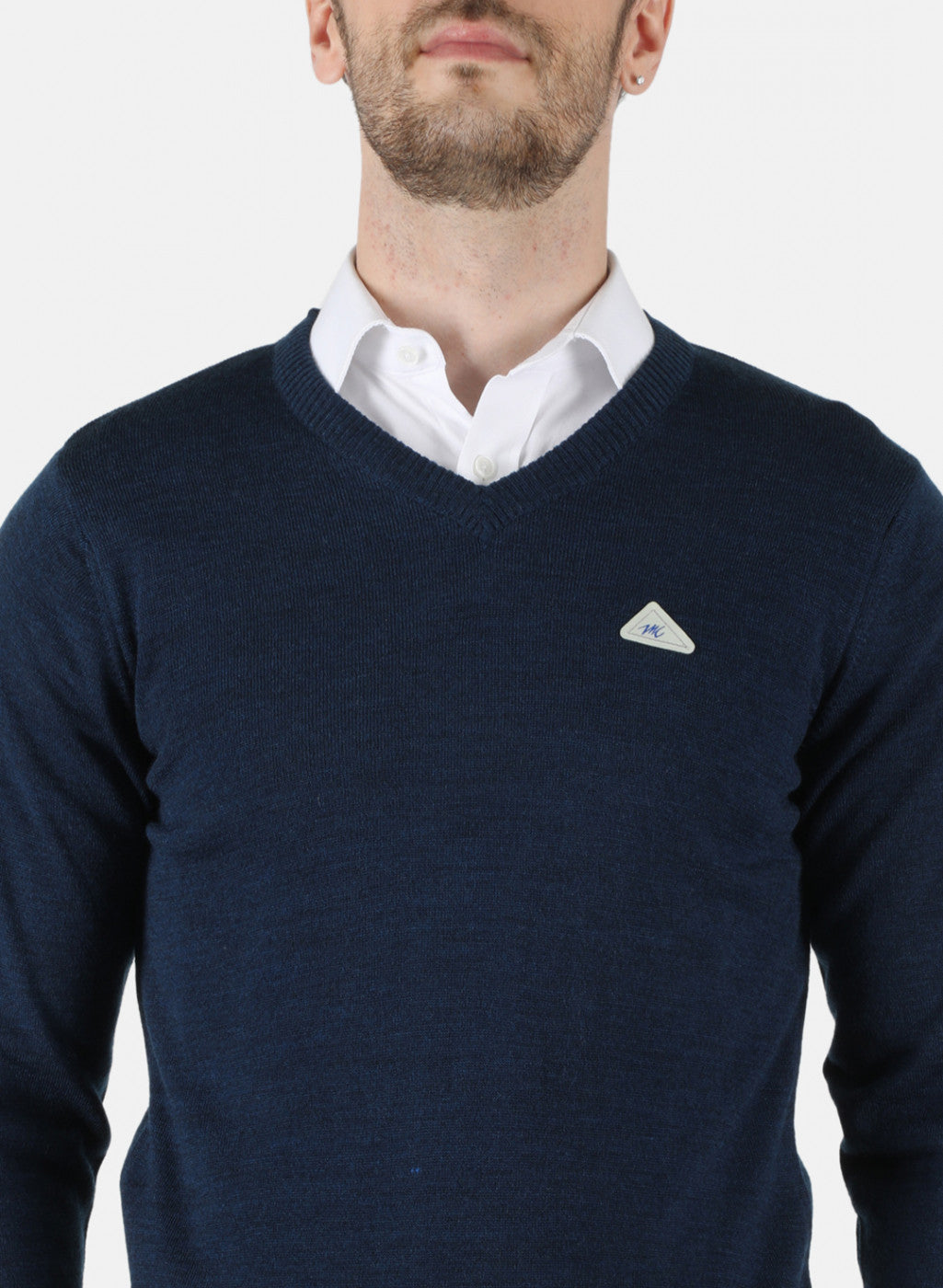 Men NAvy Blue Solid Pullover