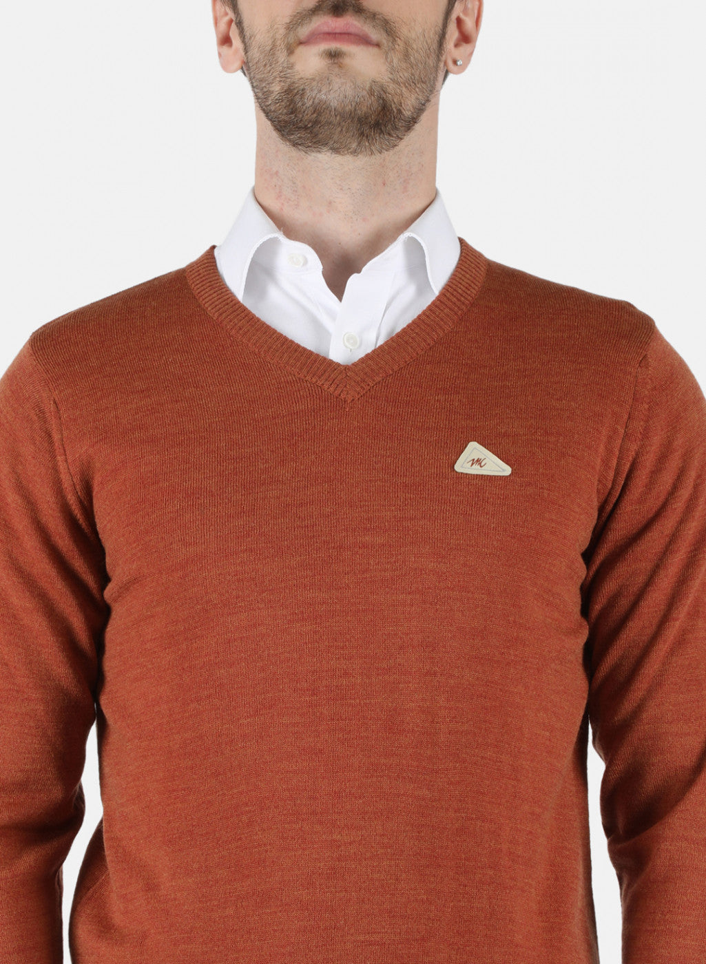 Men Orange Solid Pullover