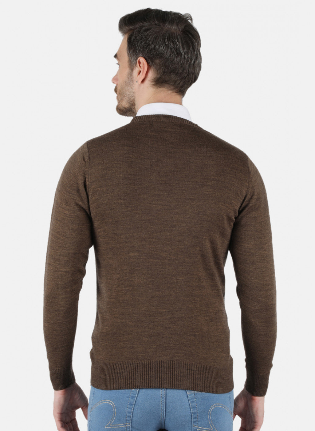Men Brown Solid Pullover