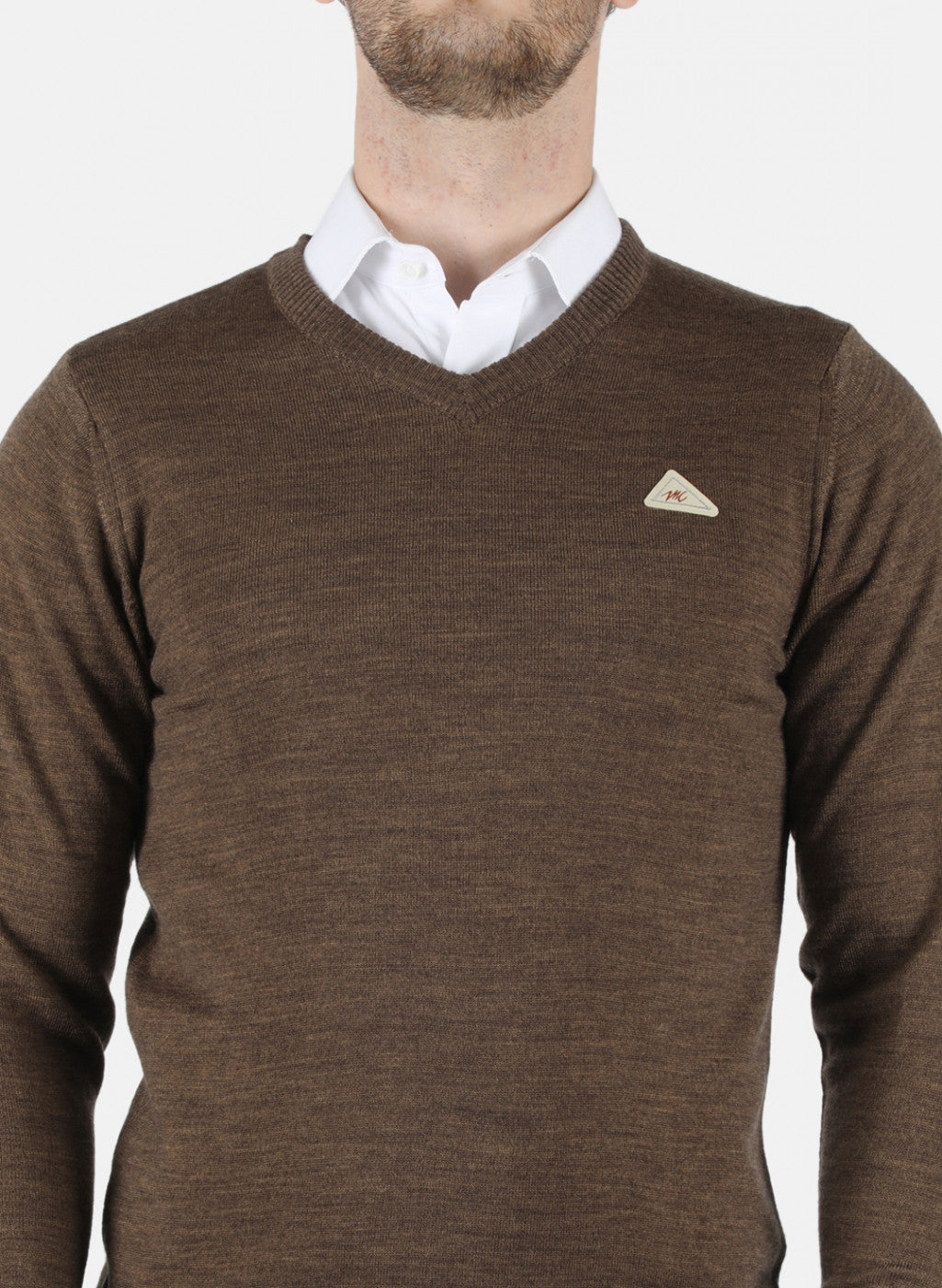 Men Brown Solid Pullover