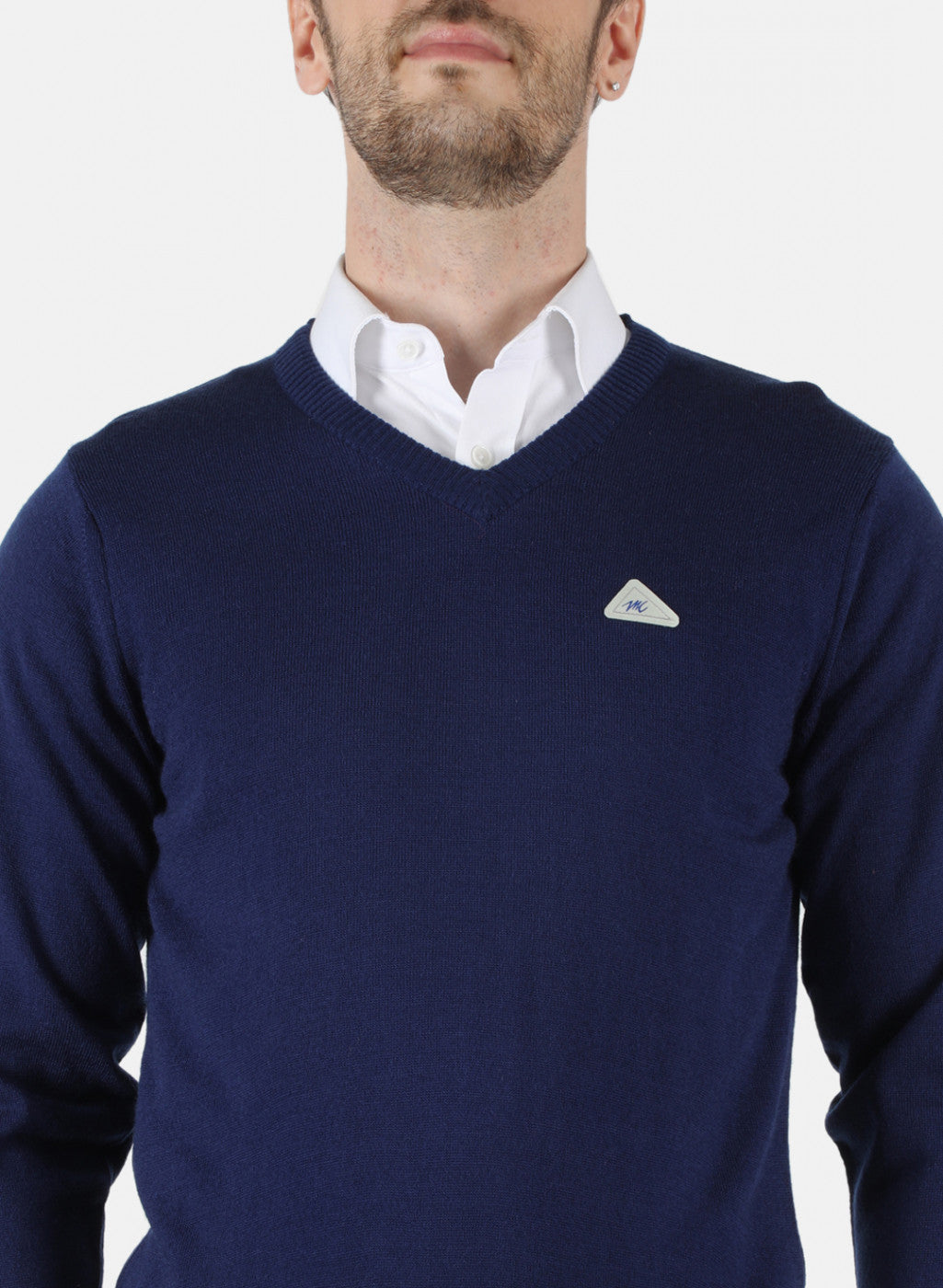 Men Blue Solid Pullover