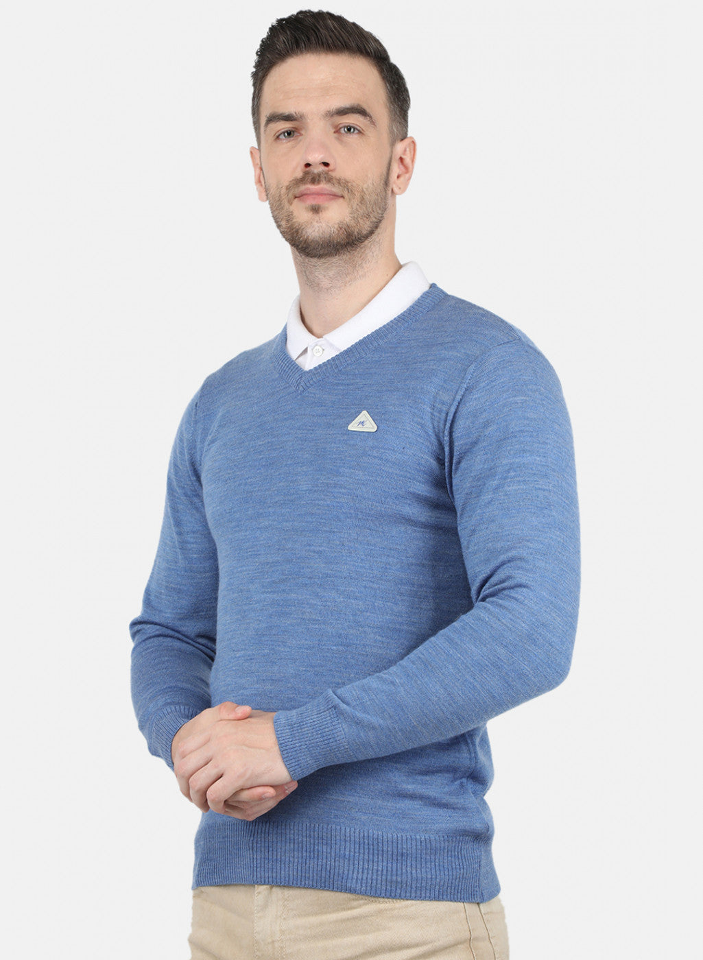 Men Blue Solid Pullover