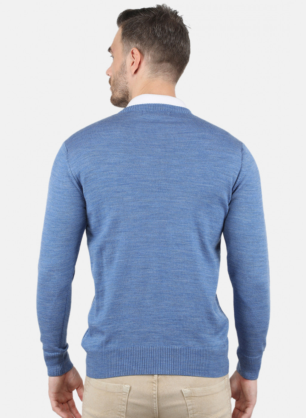 Men Blue Solid Pullover