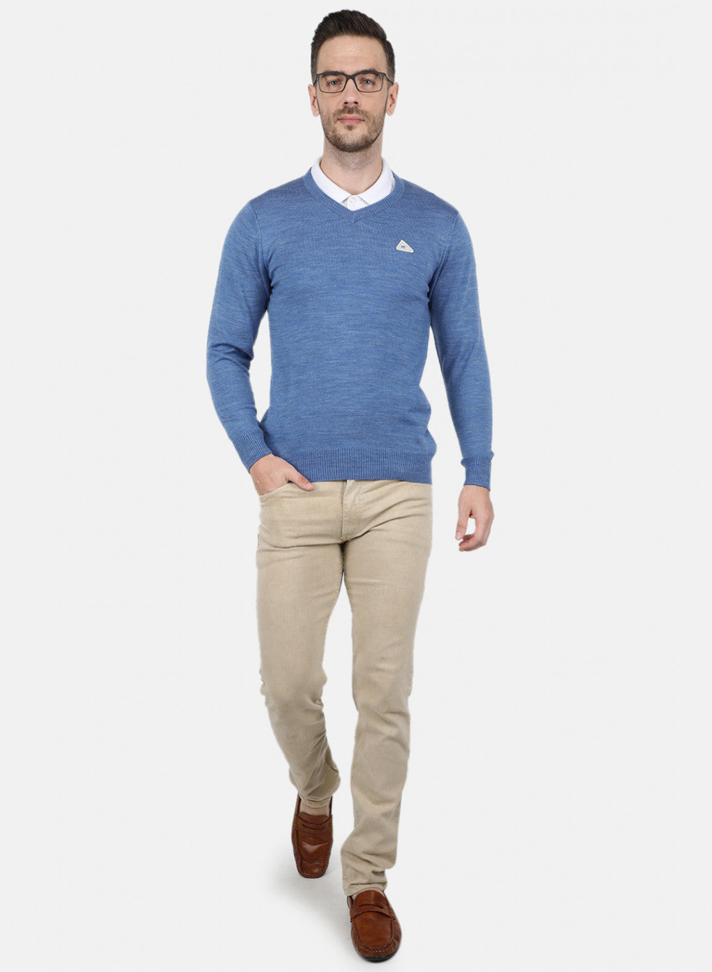 Men Blue Solid Pullover